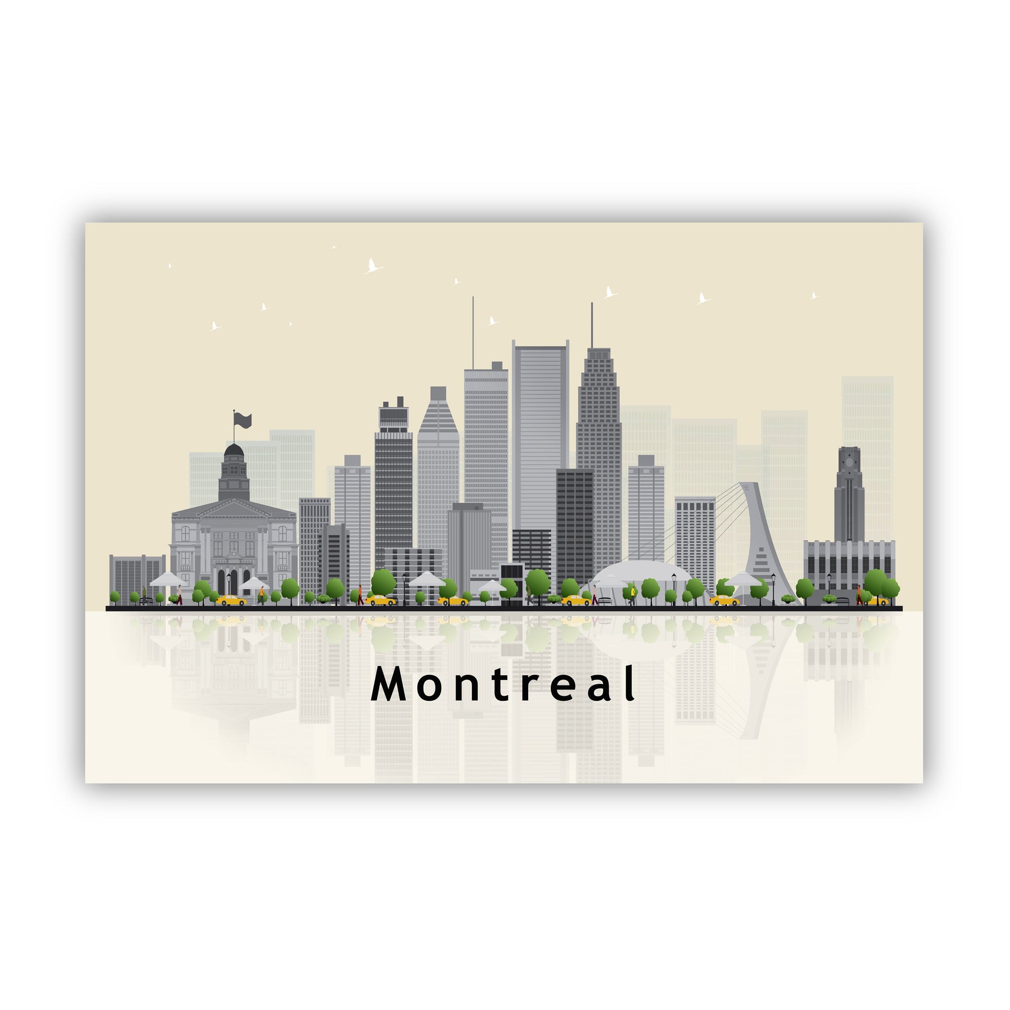 MONTREAL QUEBEC CANADA Illustration skyline poster, Canada modern skyline cityscape poster print, Landmark poster, Home wall art decoration