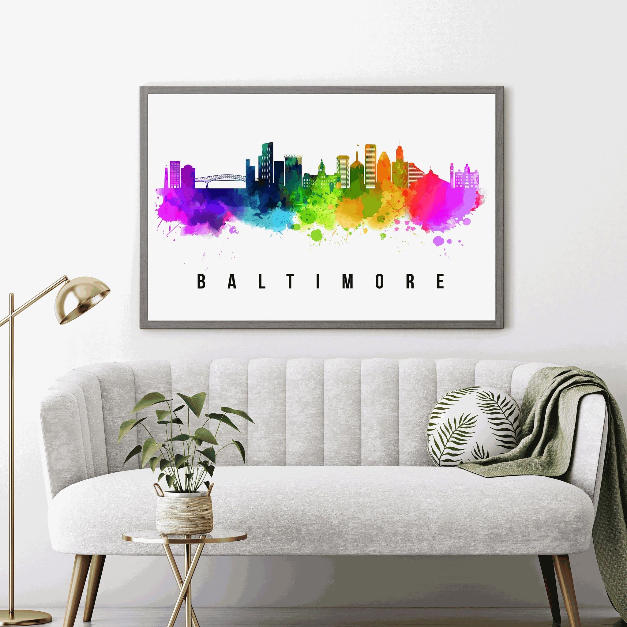 Baltimore - Maryland Skyline Poster, Cityscape Painting, Baltimore Poster, Baltimore Cityscape and Landmark Print, Home and Office Wall Art