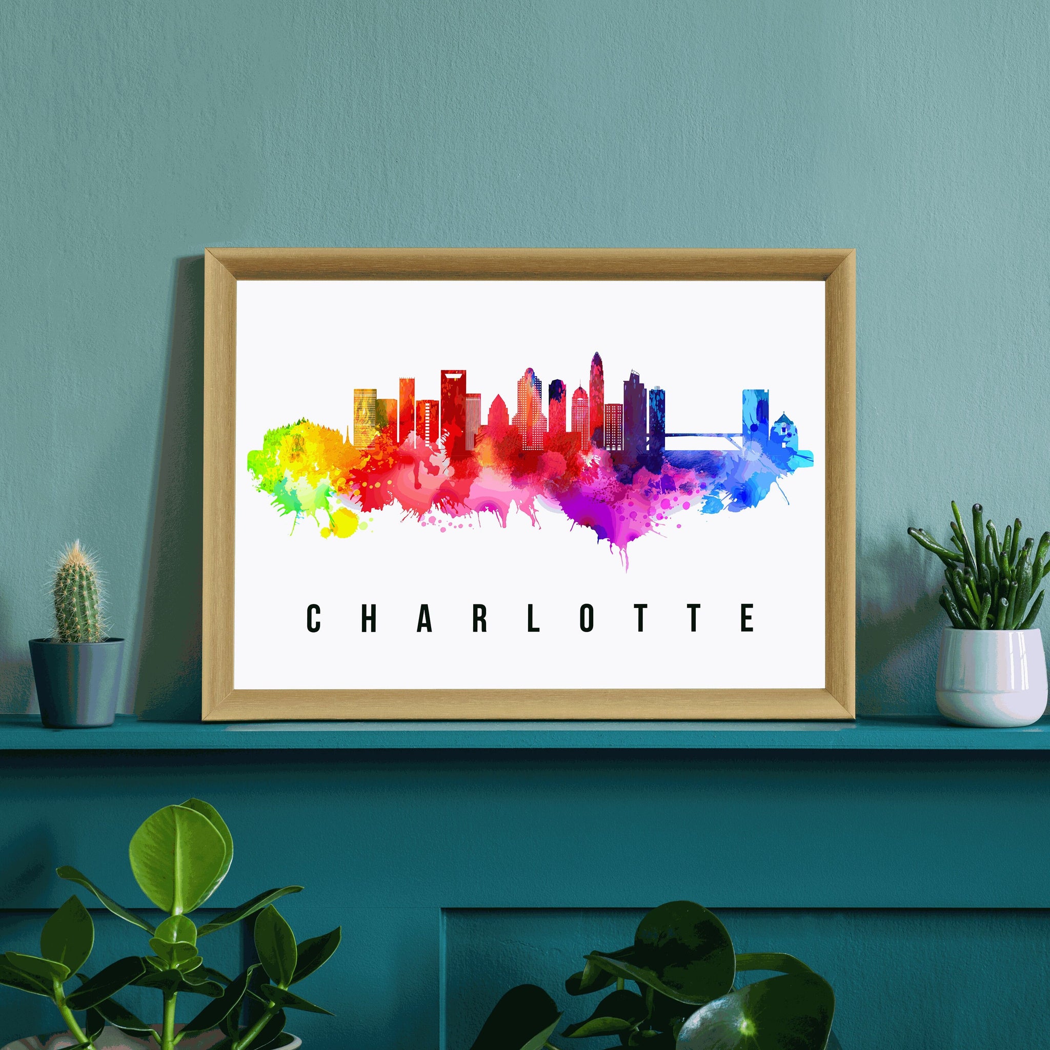 Charlotte - North Carolina Skyline Poster, Charlotte Cityscape Painting, Charlotte Landmark and Cityscape Print, Home and Office Wall Art