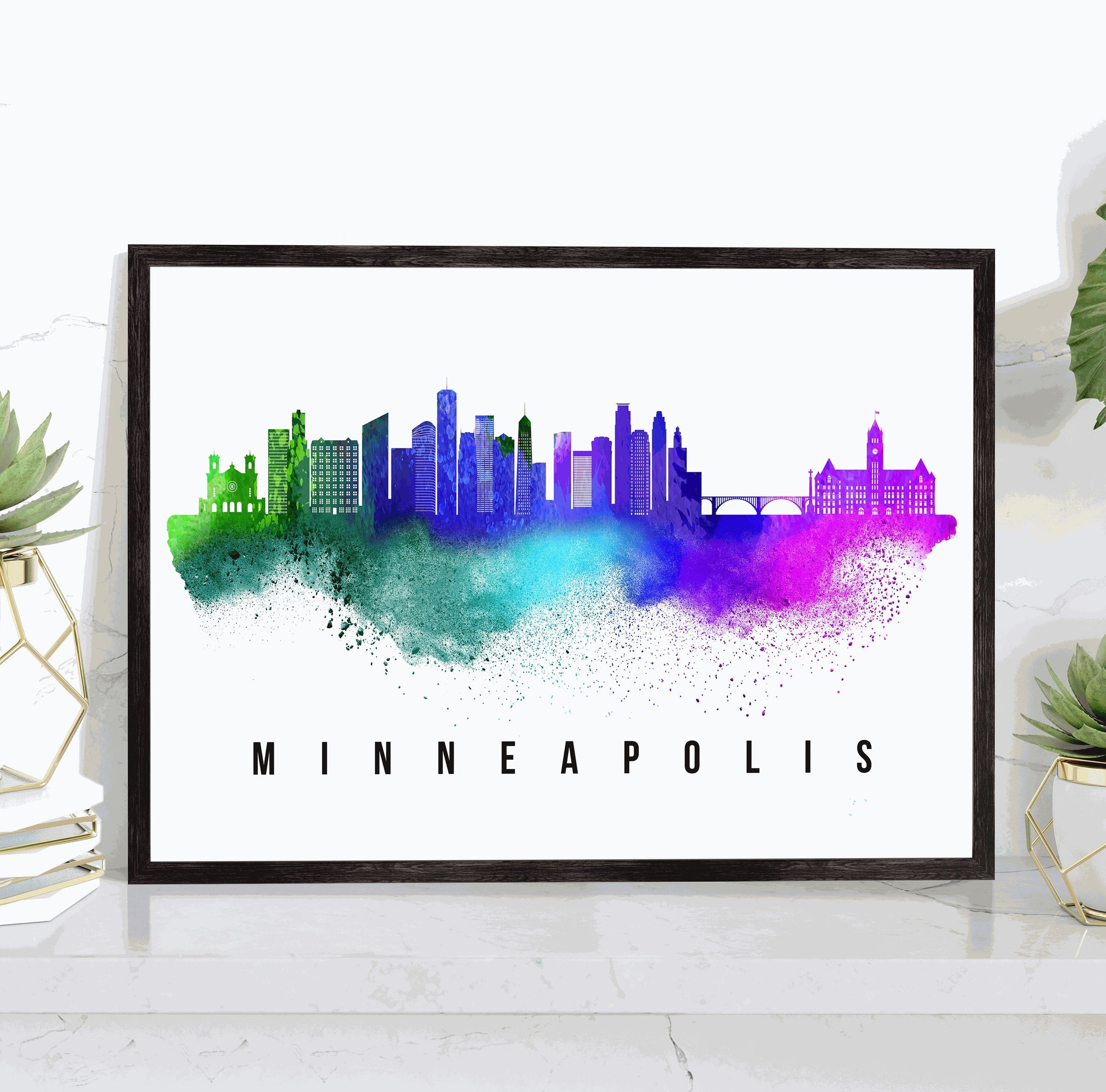 Minneapolis Skyline Minnesota Poster, Minnesota Cityscape Painting, Minneapolis Minnesota Poster, Cityscape and Landmark Print, Wall Art