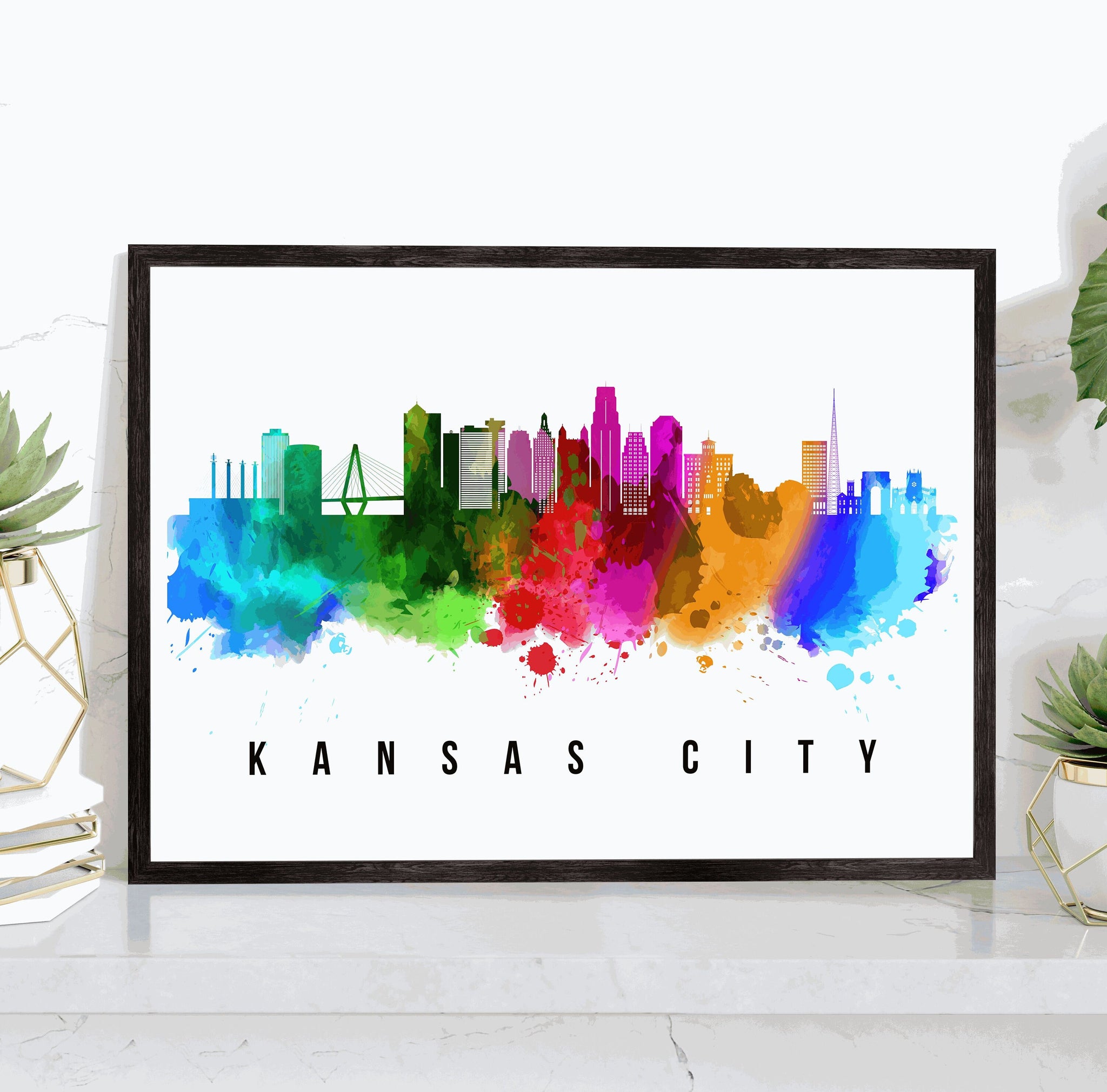Kansas City - Missouri Skyline Poster, Cityscape Painting, Kansas City - Missouri Landmark and Cityscape Print, Home and Office Wall Art