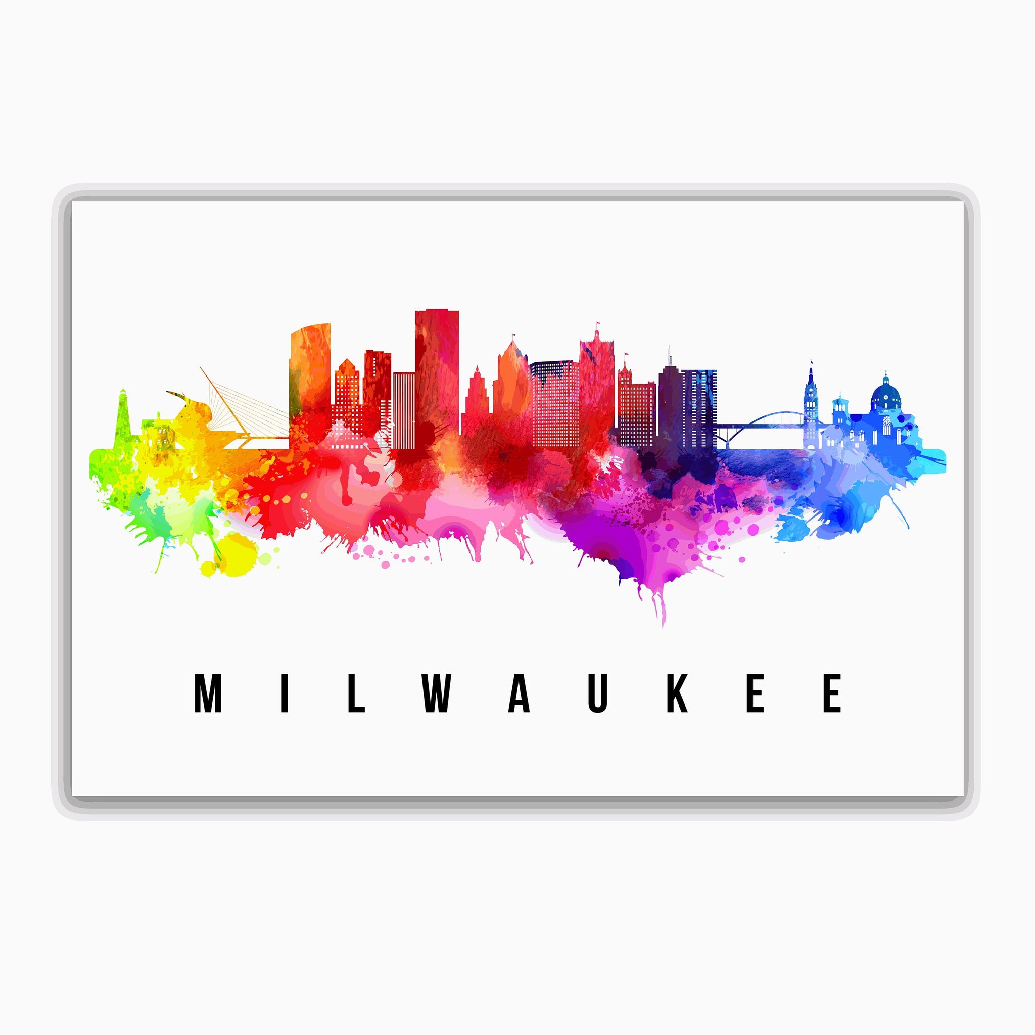 Milwaukee - Wisconsin Poster, Wisconsin Cityscape Painting, Milwaukee Cityscape and Landmark Print, Home Wall Art, Office Wall Decor