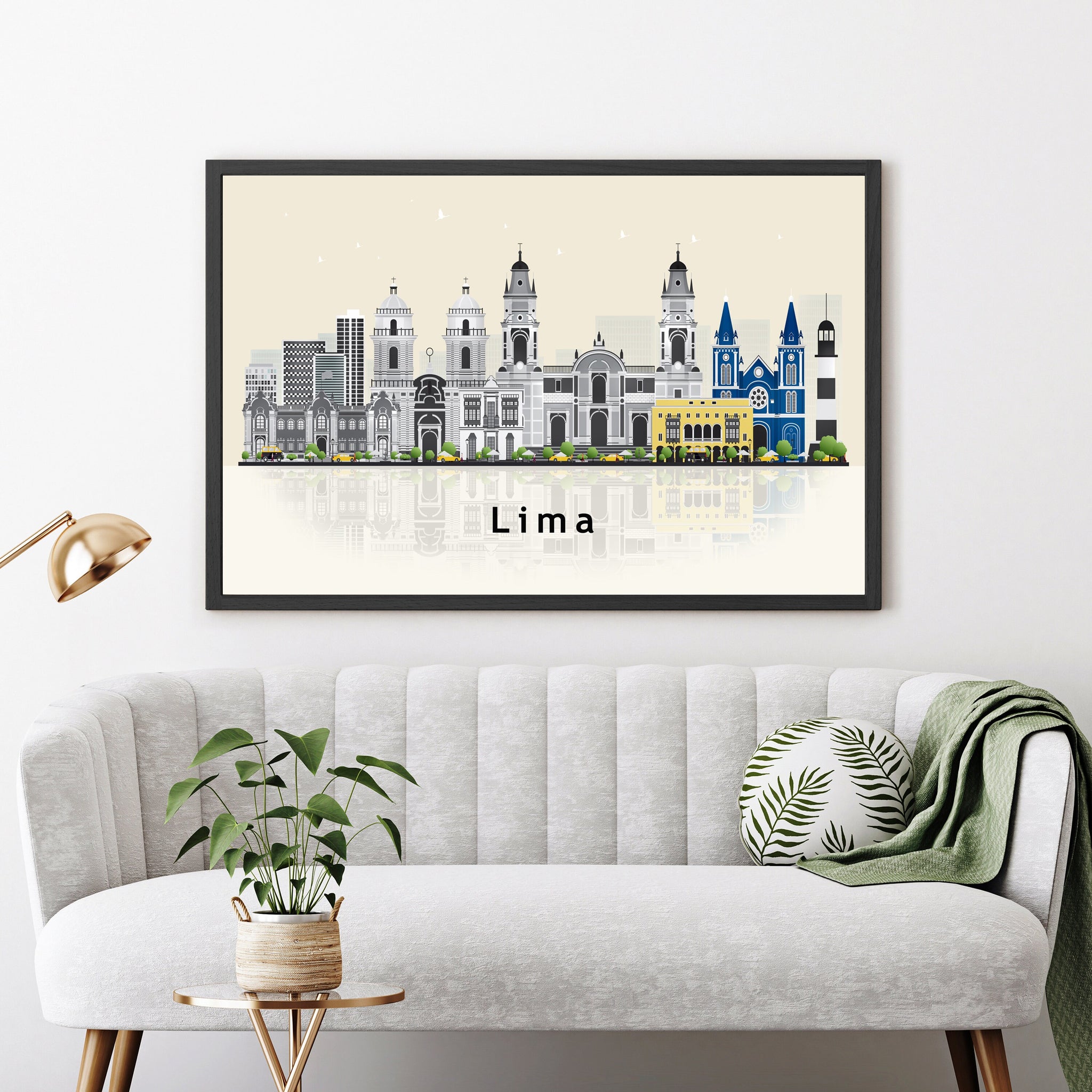 LIMA PERU Illustration skyline poster, Modern skyline cityscape poster, PERU city skyline landmark map poster, Home wall decoration