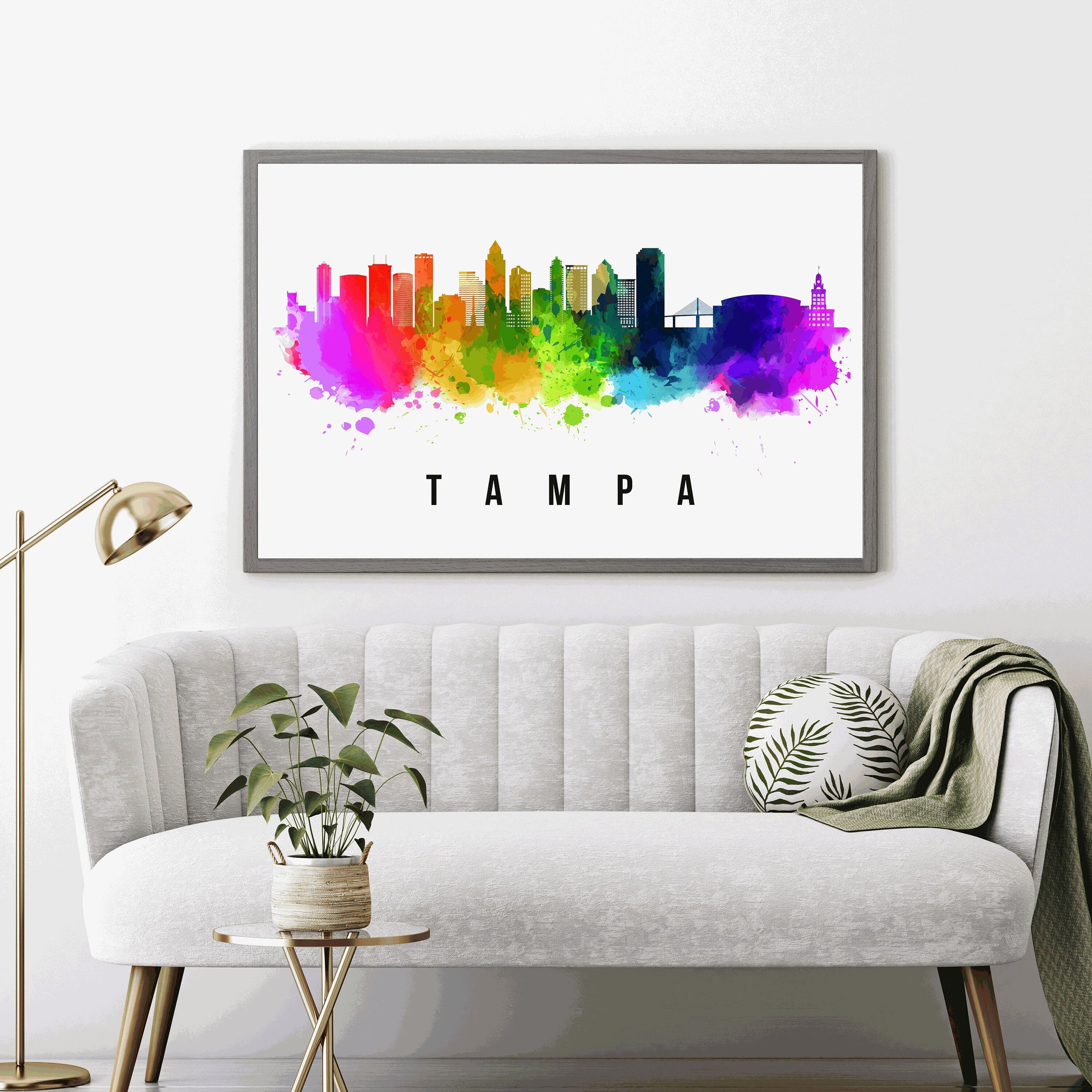 Tampa Florida skyline poster, Tampa Florida Cityscape Print, Tampa Florida landmark poster, Florida cityscape print, Home office wall art