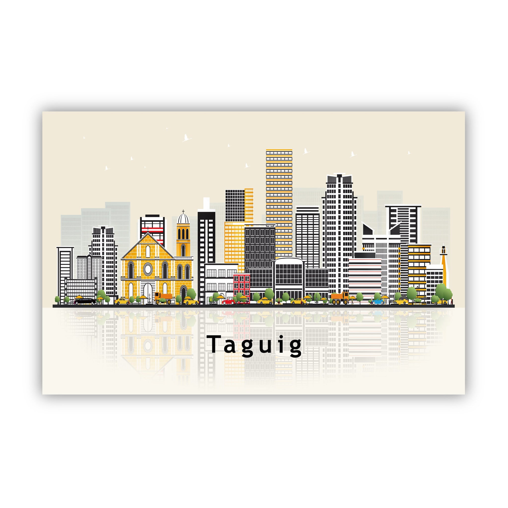 TAGUIG PHILIPPINES Illustration skyline poster, Modern skyline cityscape poster, Taguig skyline landmark map poster, Home wall decorations