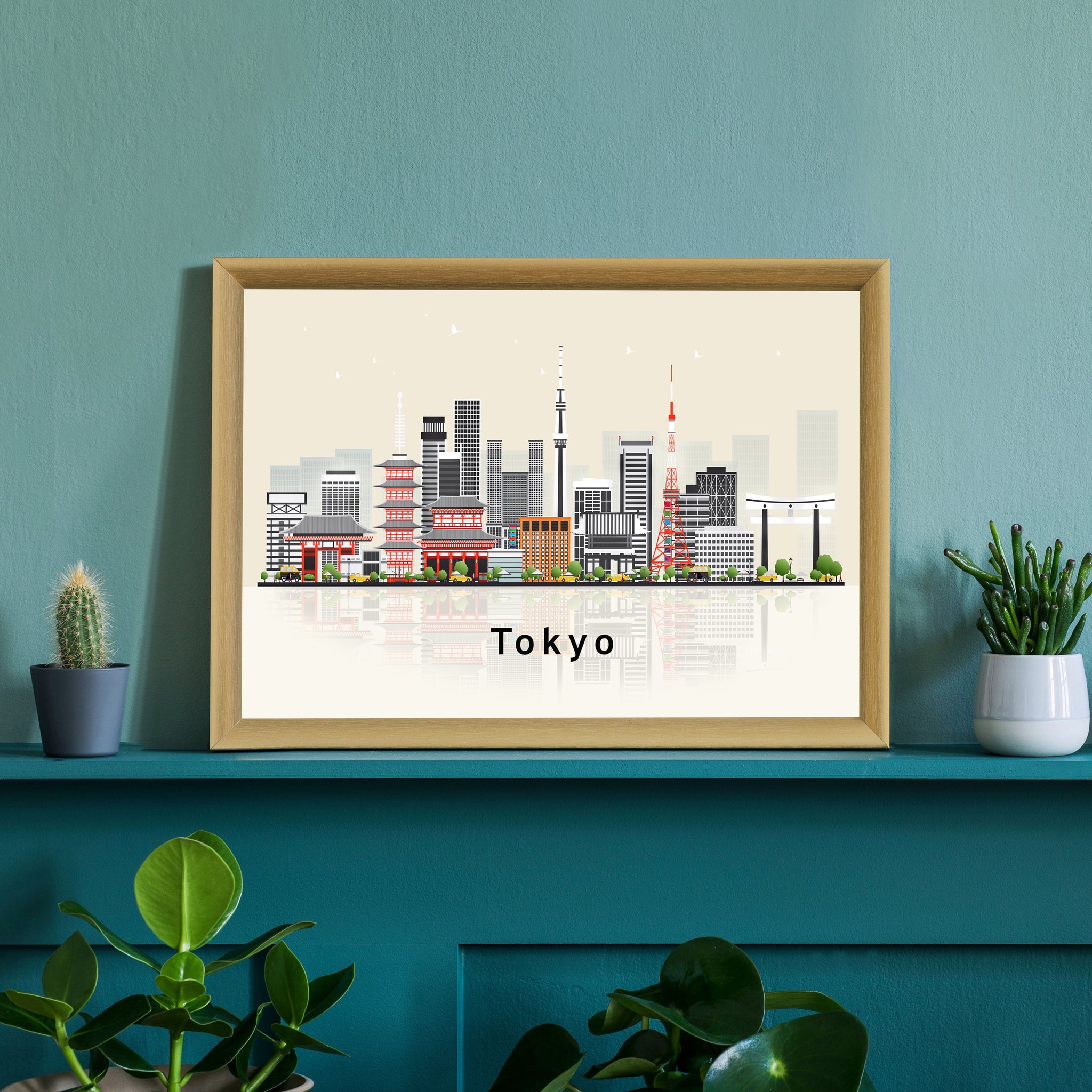 TOKYO JAPAN Illustration skyline poster, Modern skyline cityscape poster, Tokyo Japan city skyline landmark map poster, Home wall art
