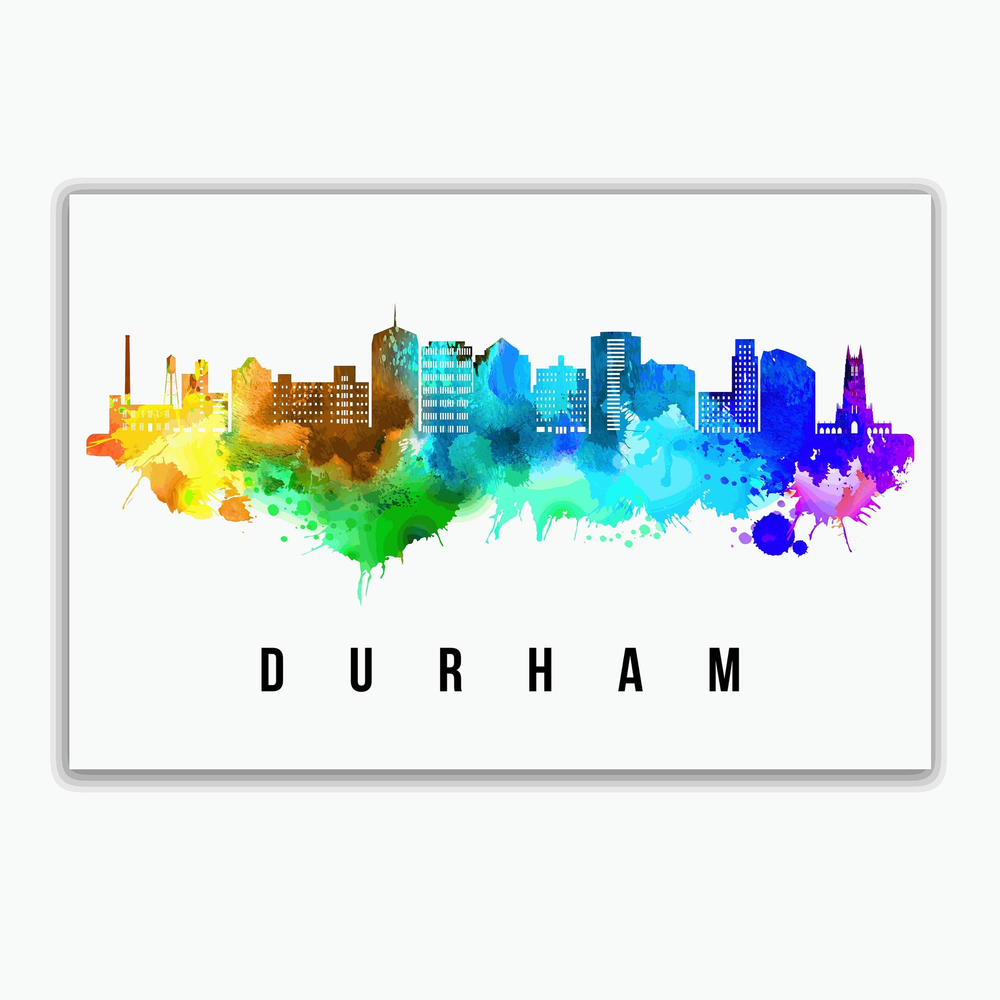 Durham Skyline North Carolina Poster, North Carolina Cityscape Painting, Durham - North Carolina Poster, Cityscape and Landmark Print