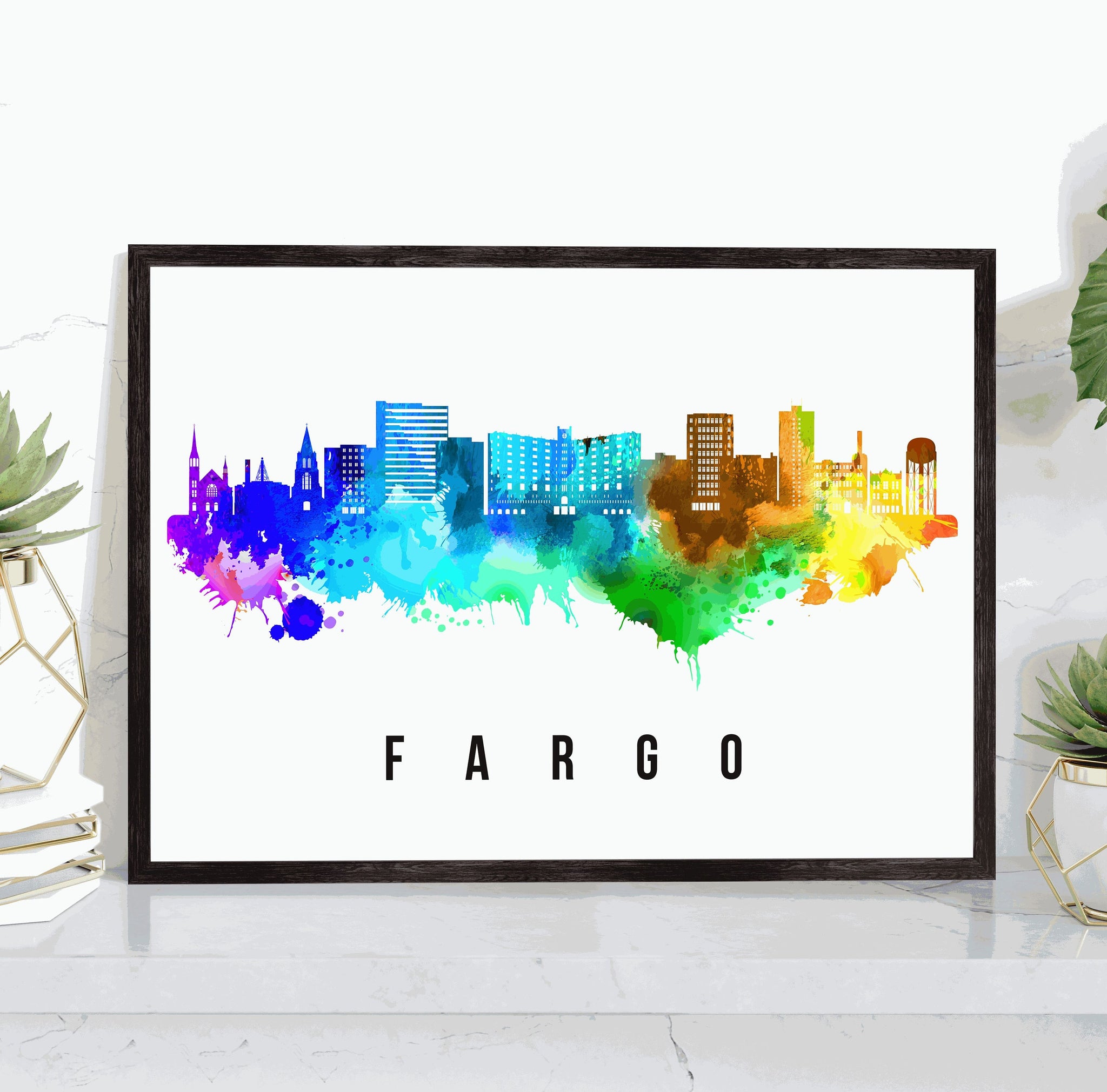 Fargo Skyline North Dakota Poster, North Dakota Cityscape Painting, Fargo - North Dakota Poster, Cityscape and Landmark Print, Home Wall Art