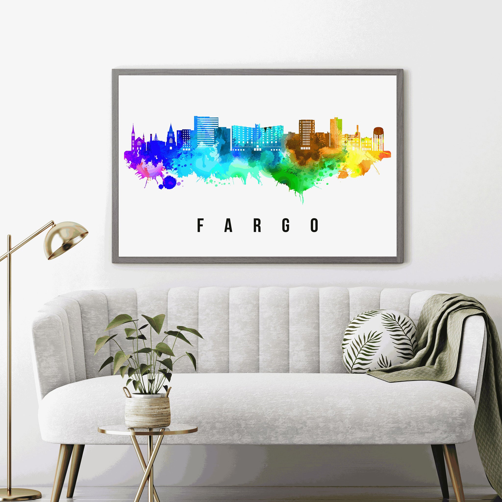 Fargo Skyline North Dakota Poster, North Dakota Cityscape Painting, Fargo - North Dakota Poster, Cityscape and Landmark Print, Home Wall Art
