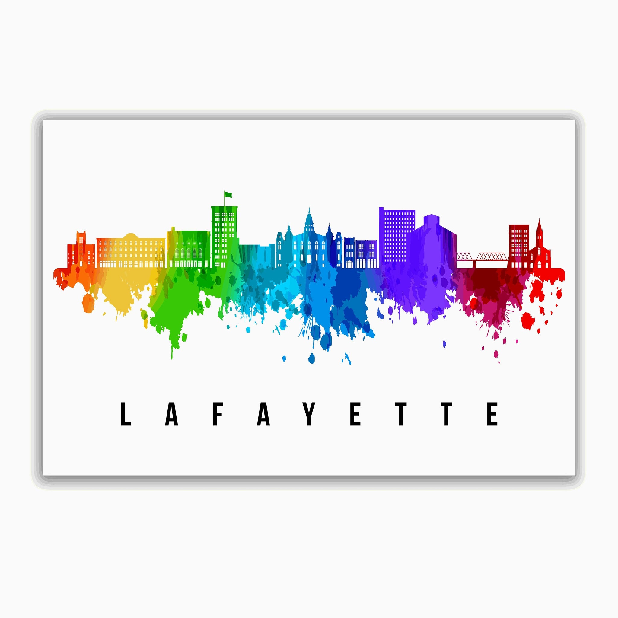 Lafayette Skyline Lousiana Poster, Lousiana Cityscape Painting, Lafayette Lousiana Poster, Cityscape and Landmark Print, Home Wall Art