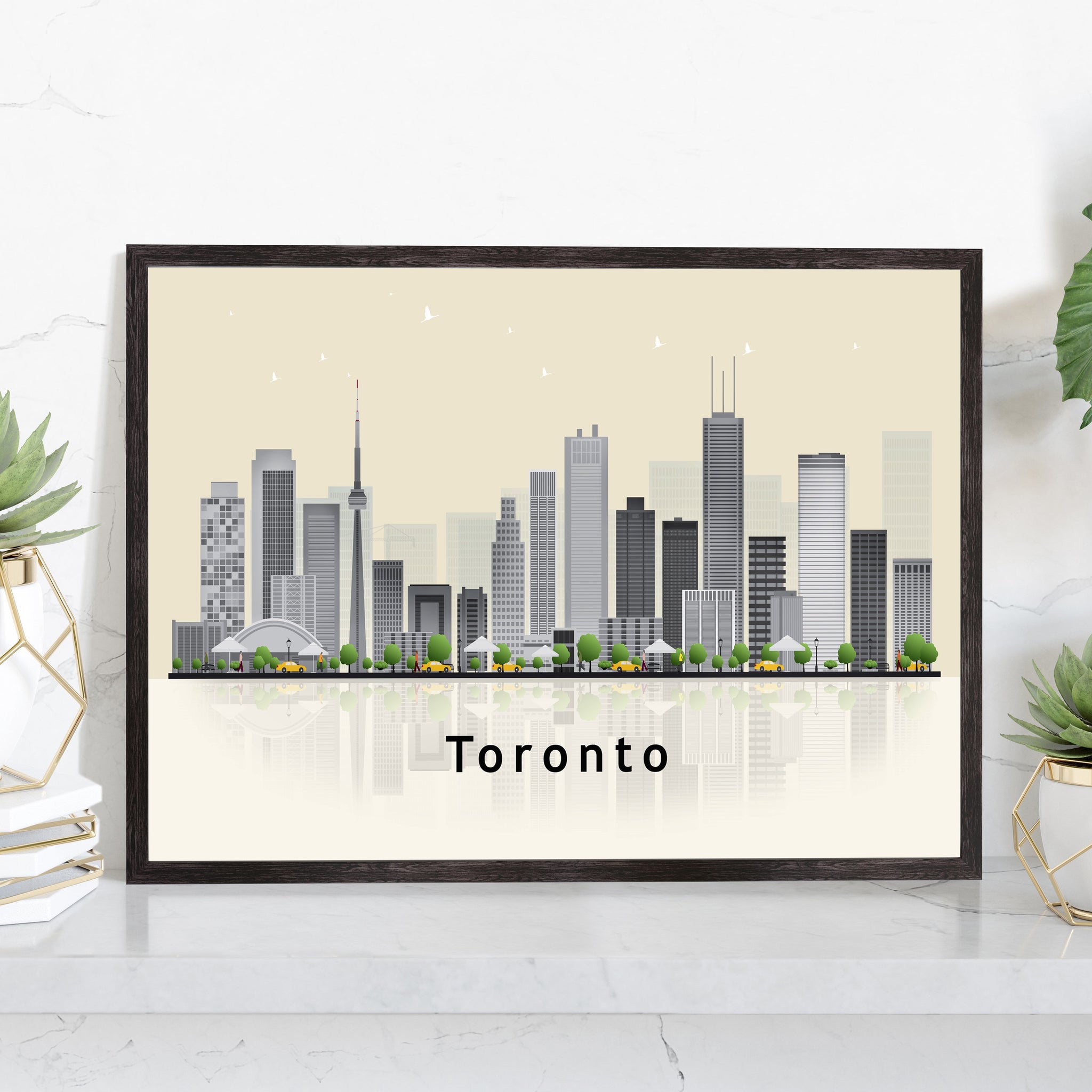 TORONTO Canada Illustration skyline poster, Modern skyline cityscape poster print, Toronto Canada landmark map poster, Home wall decoration