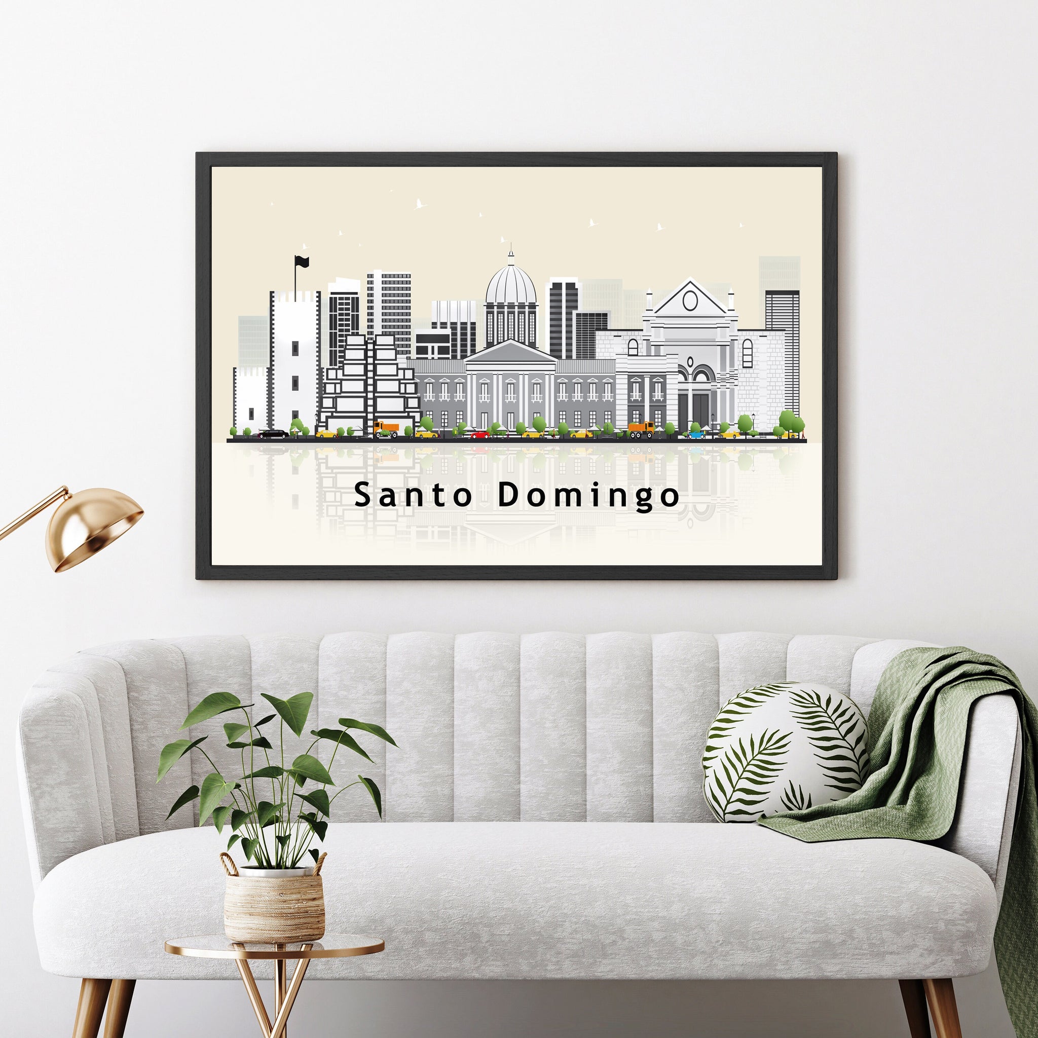 SANTO DOMINGO Illustration skyline poster, Modern skyline cityscape poster, Dominican Republic skyline landmark poster, Home wall decoration