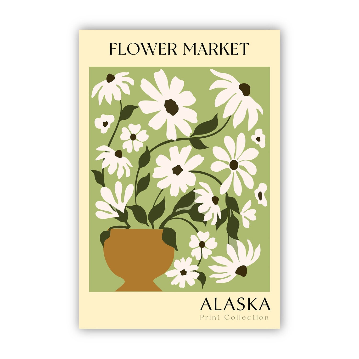 Alaska State flower print, USA states poster, Alaska flower market poster, Botanical posters, Natural poster artwork, Boho floral wall art