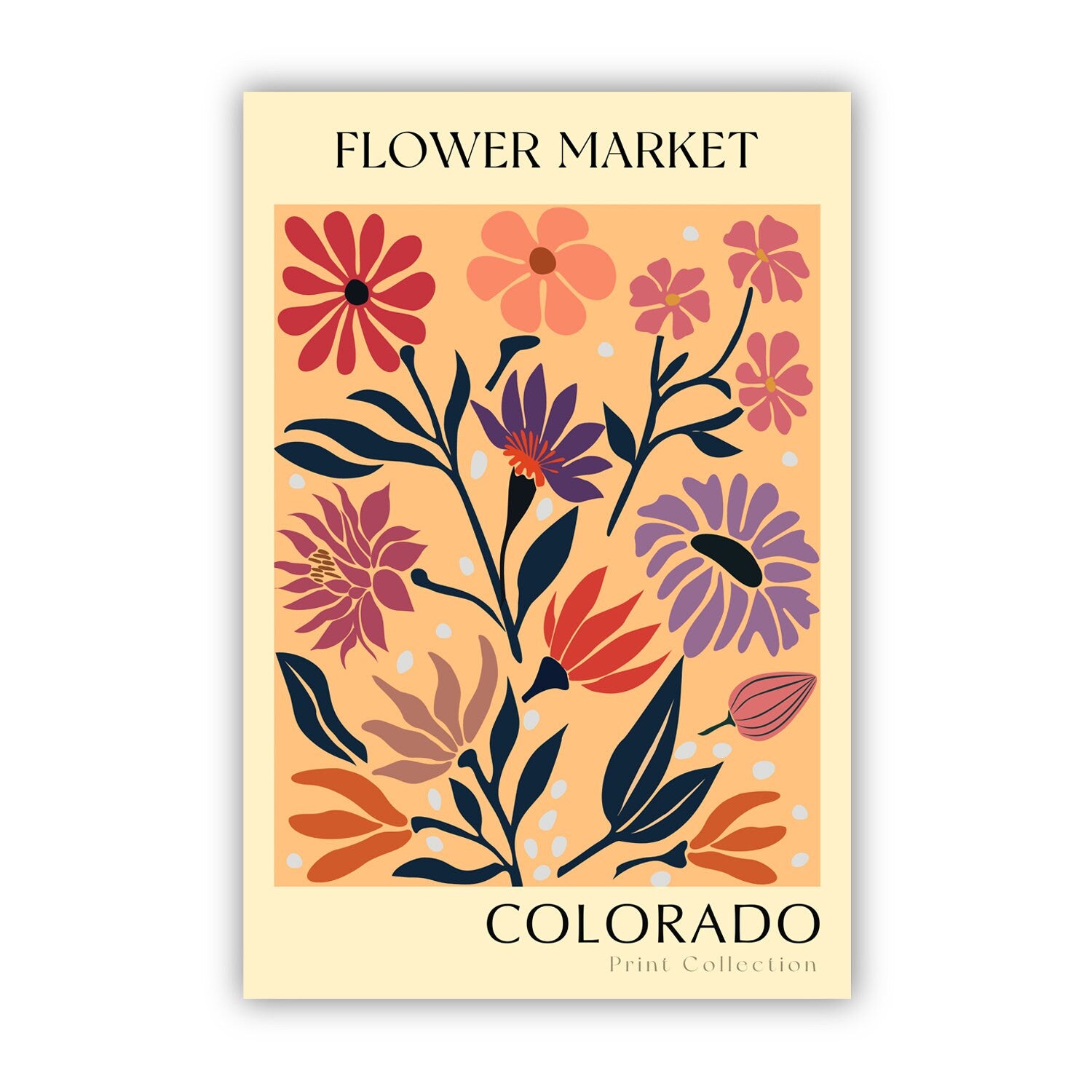 Colorado State flower print, States posters, Colorado flower market poster, Botanical posters, Natural poster artwork, Boho floral wall art