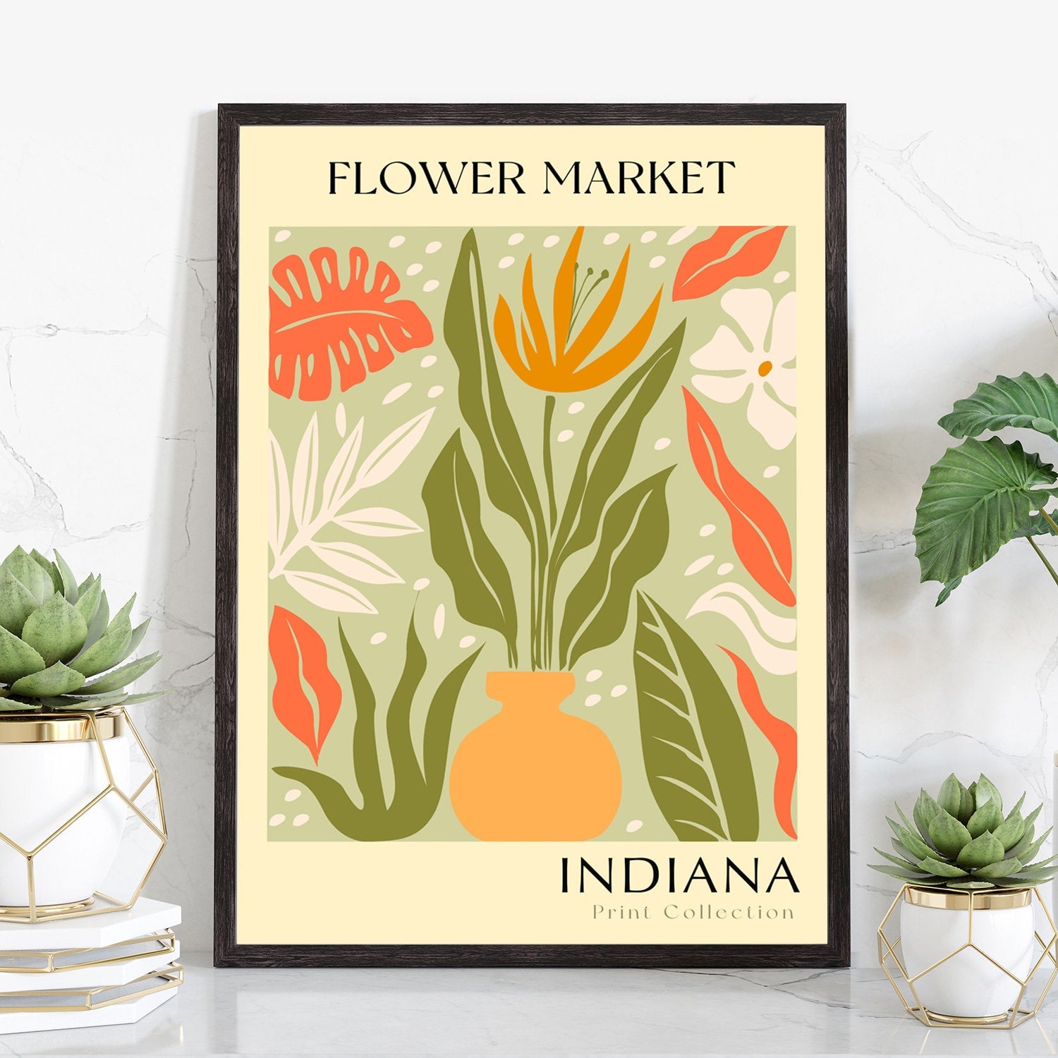 Indiana State flower print, USA states poster, Indiana flower market poster, Botanical posters, Nature poster artwork, Boho floral wall art