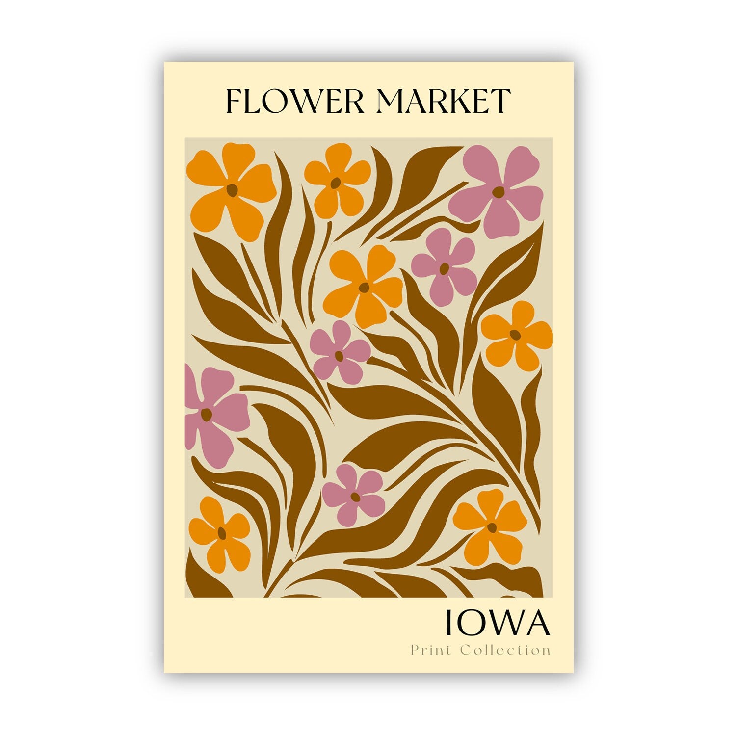 Iowa State flower print, USA states poster, Iowa flower market poster, Botanical posters, Nature poster artwork, Boho floral wall art