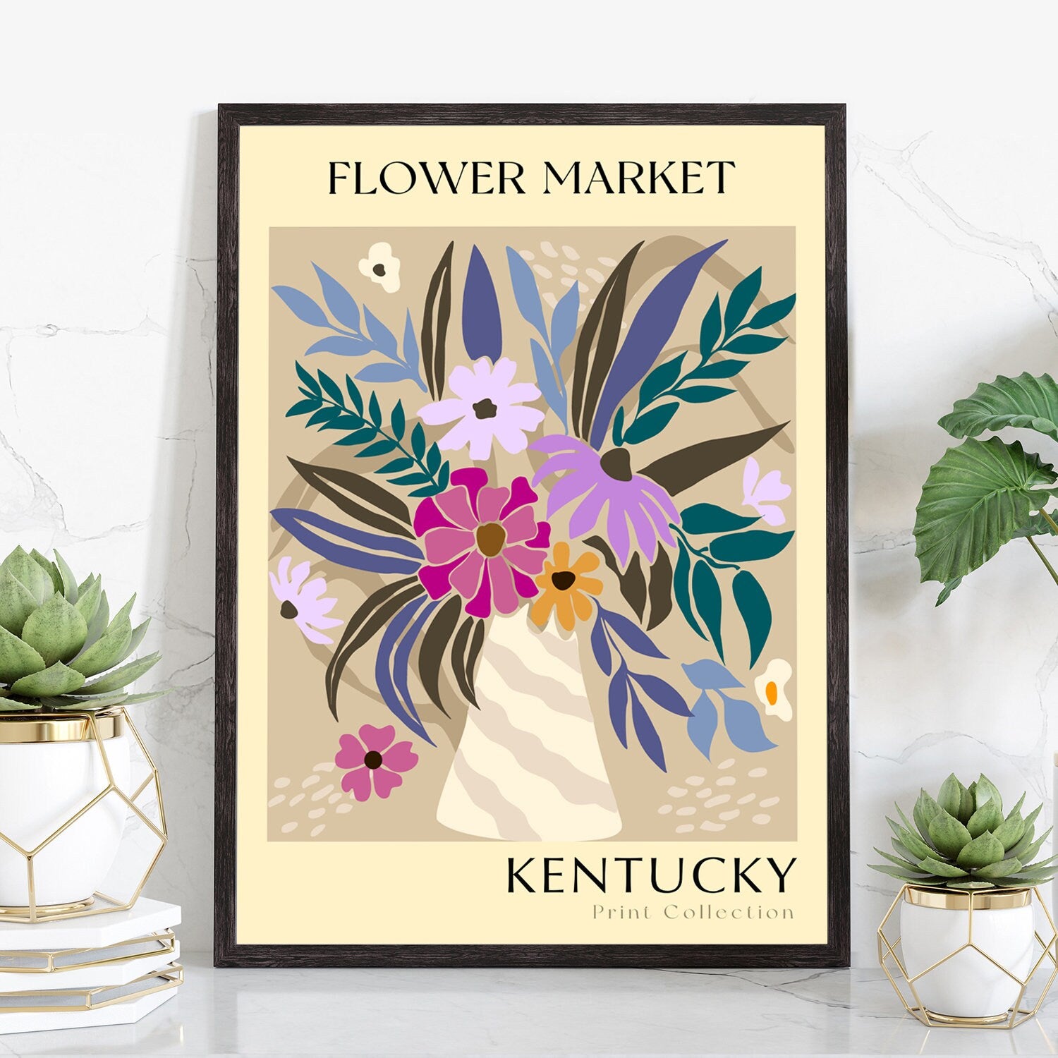 Kentucky State flower print, USA states poster, Kentucky flower market poster, Botanical poster, Nature poster artwork, Boho floral wall art