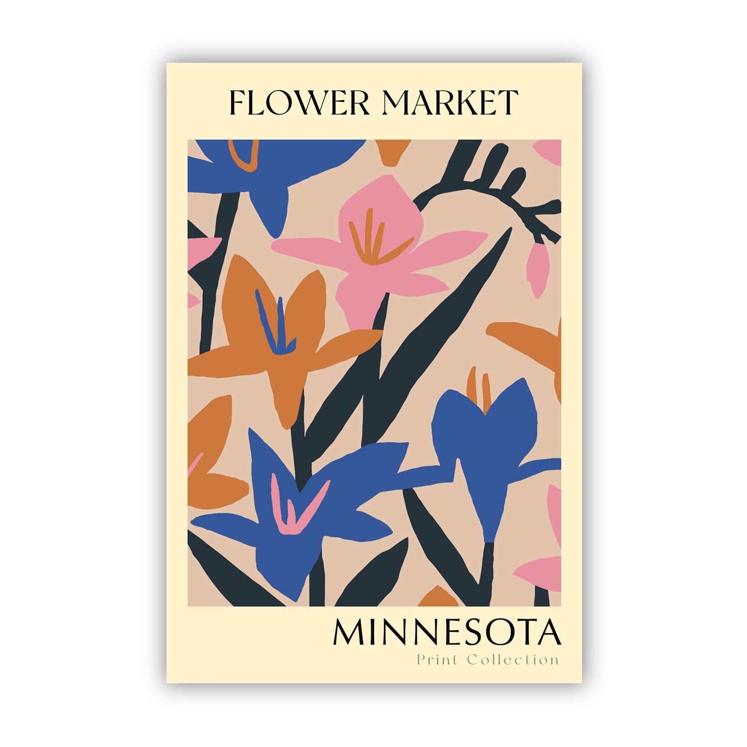 Minnesota State flower print, USA states poster, Minnesota flower market poster, Botanical posters, Nature poster artwork, Boho floral art