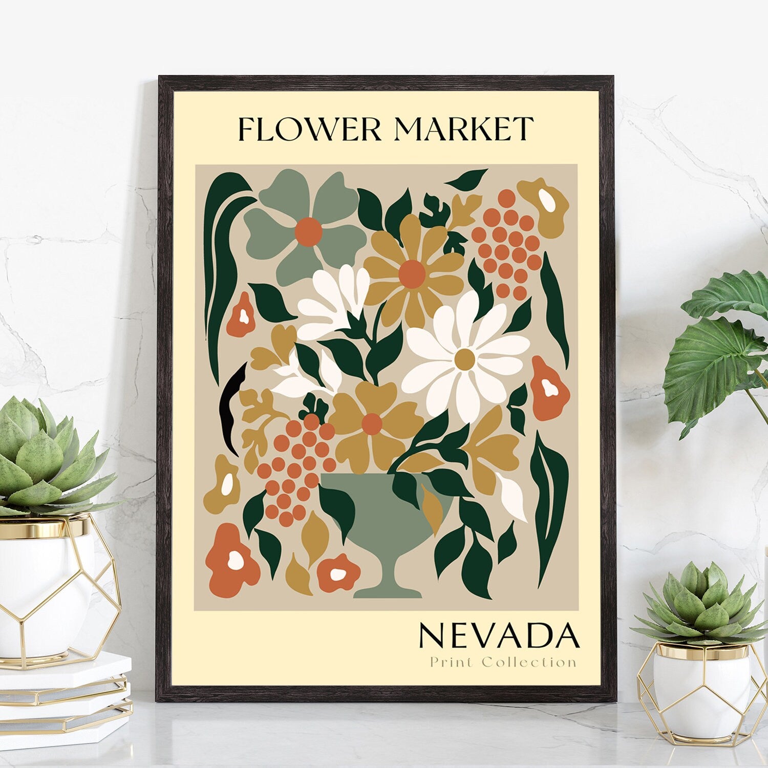 Nevada State flower print, USA states poster, Nevada flower market poster, Botanical posters, Nature poster artwork, Boho floral wall art