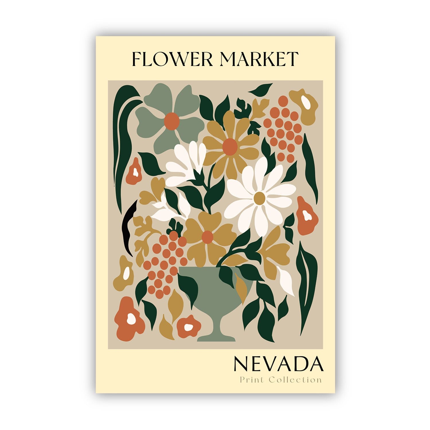 Nevada State flower print, USA states poster, Nevada flower market poster, Botanical posters, Nature poster artwork, Boho floral wall art
