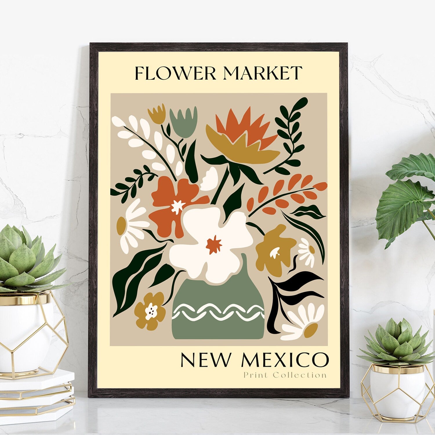 New Mexico State flower print, States poster, New Mexico flower market poster, Botanical poster, Nature poster artwork, Boho floral wall art