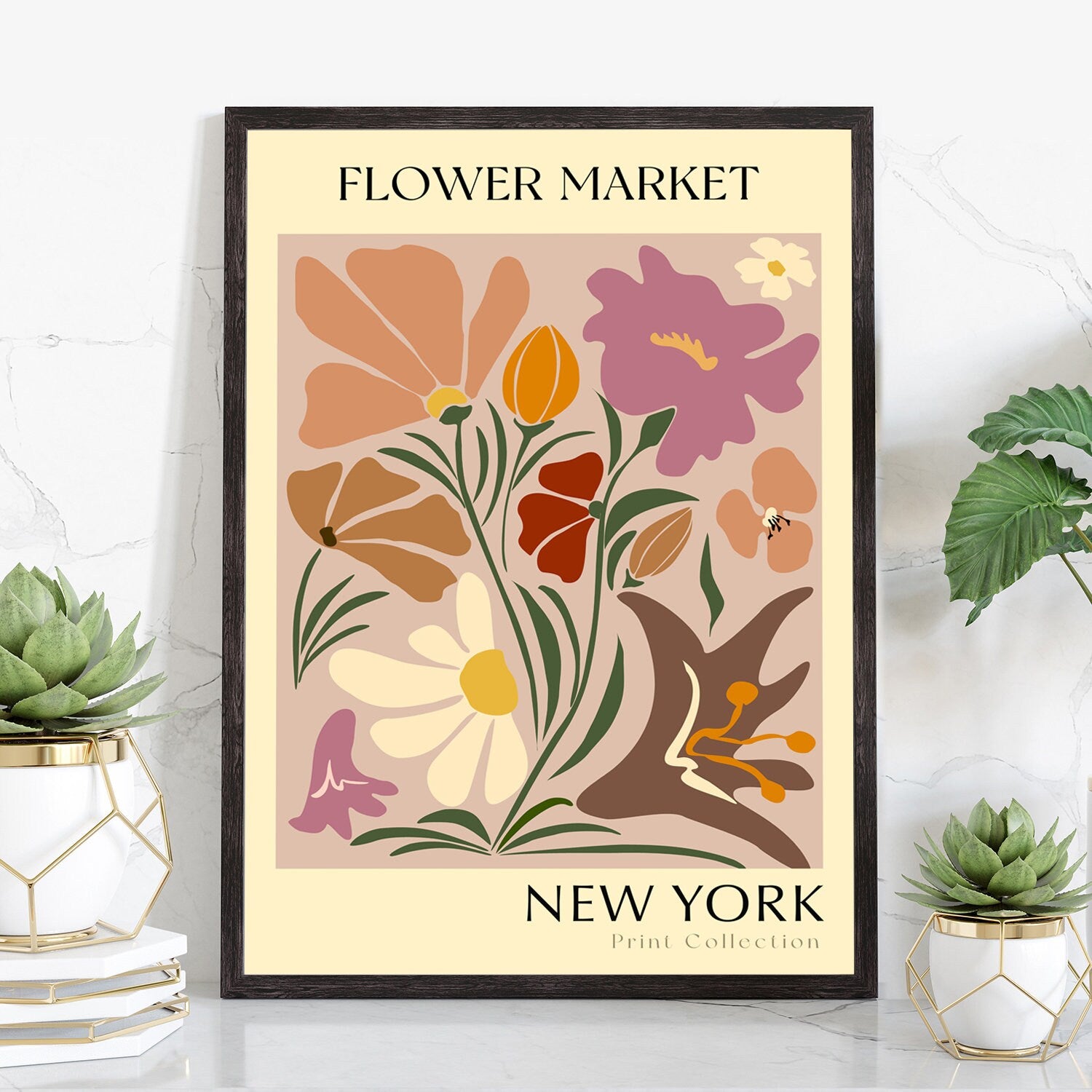 New York State flower print, USA states poster, New York flower market poster, Botanical poster, Nature poster artwork, Boho floral wall art