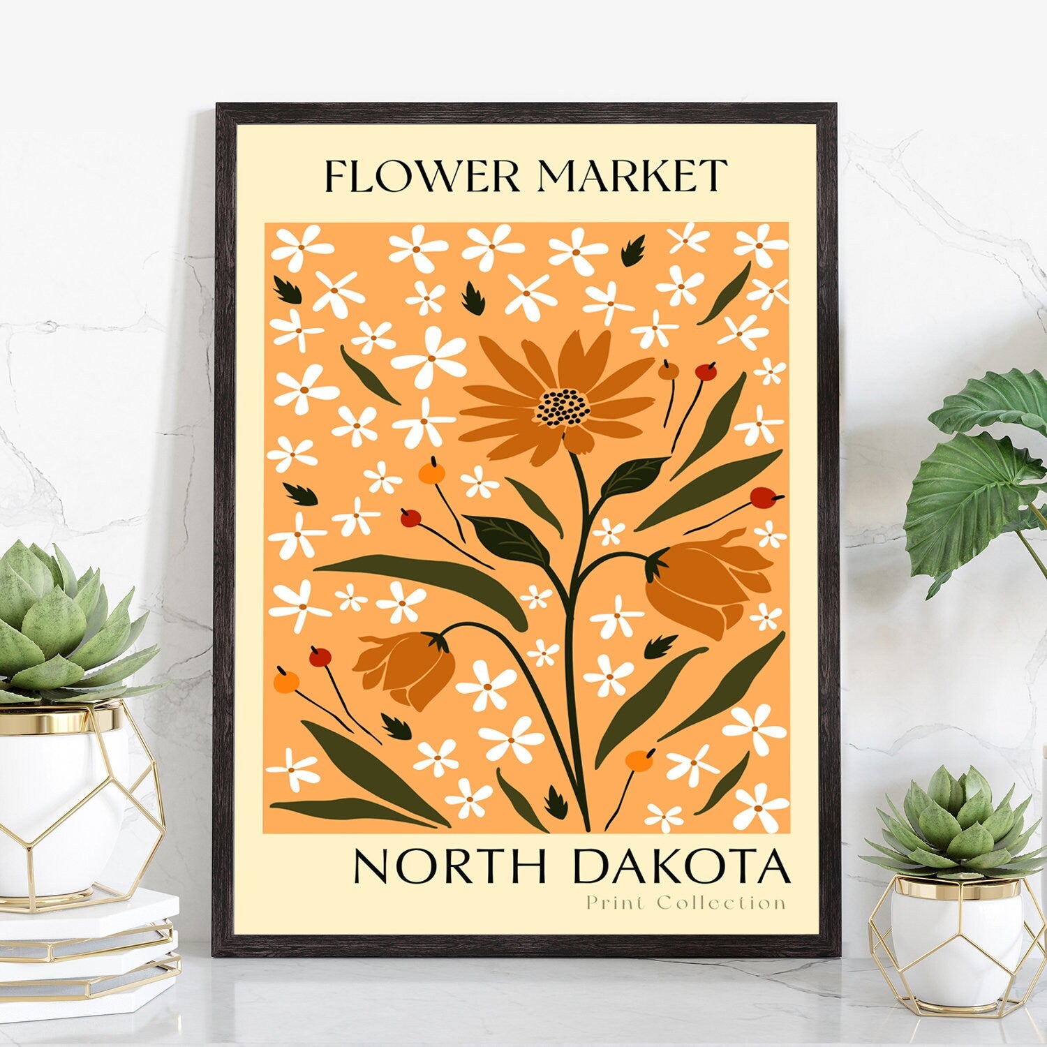 North Dakota State flower print, States poster, North Dakota flower market poster, Botanical posters, Nature poster artwork, Floral wall art