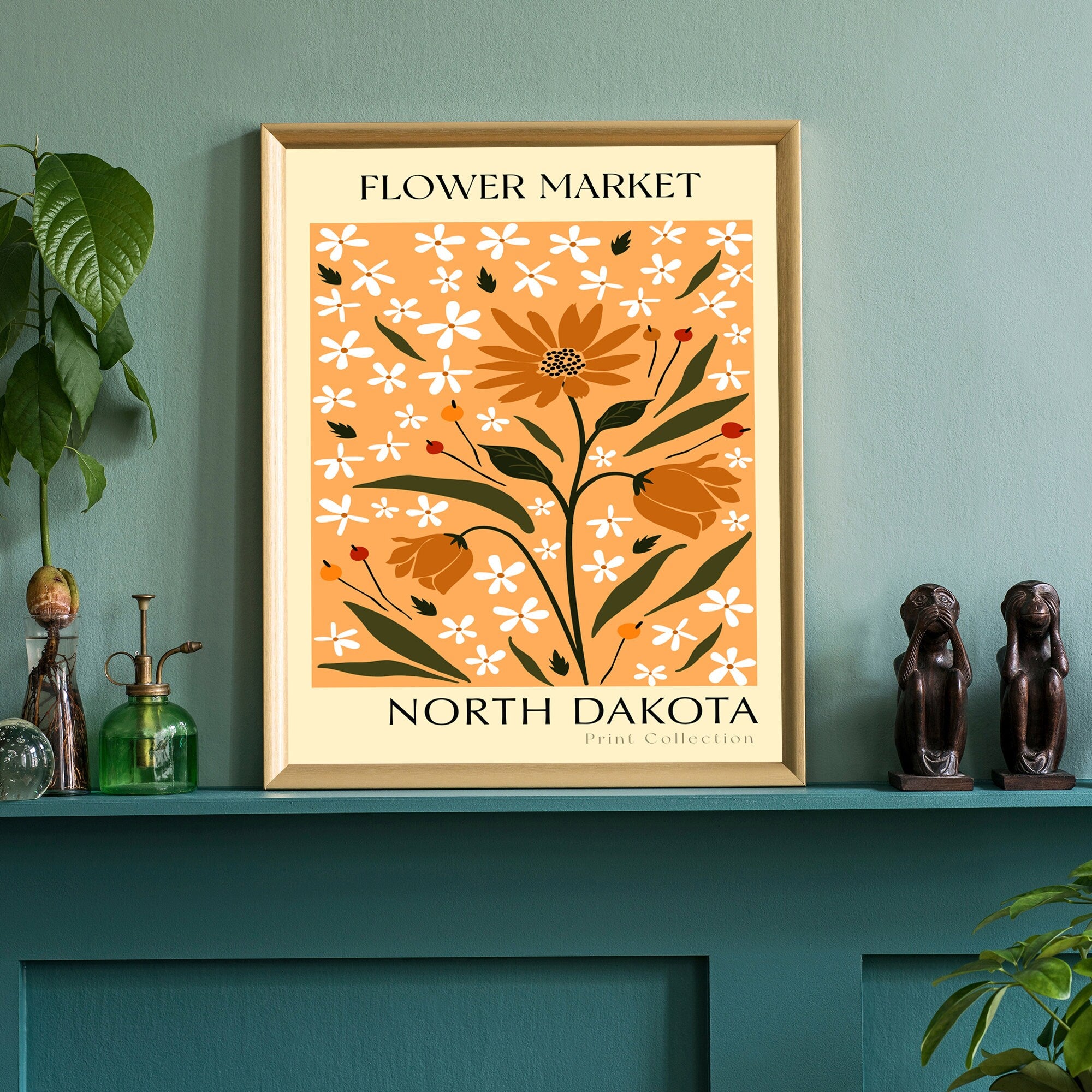 North Dakota State flower print, States poster, North Dakota flower market poster, Botanical posters, Nature poster artwork, Floral wall art