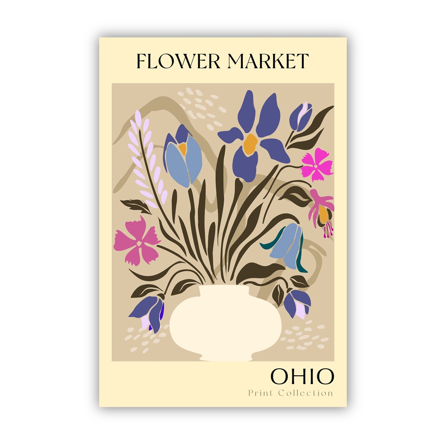 Ohio State flower print, USA states poster, Ohio flower market poster, Botanical poster, Nature poster artwork, Boho floral wall art