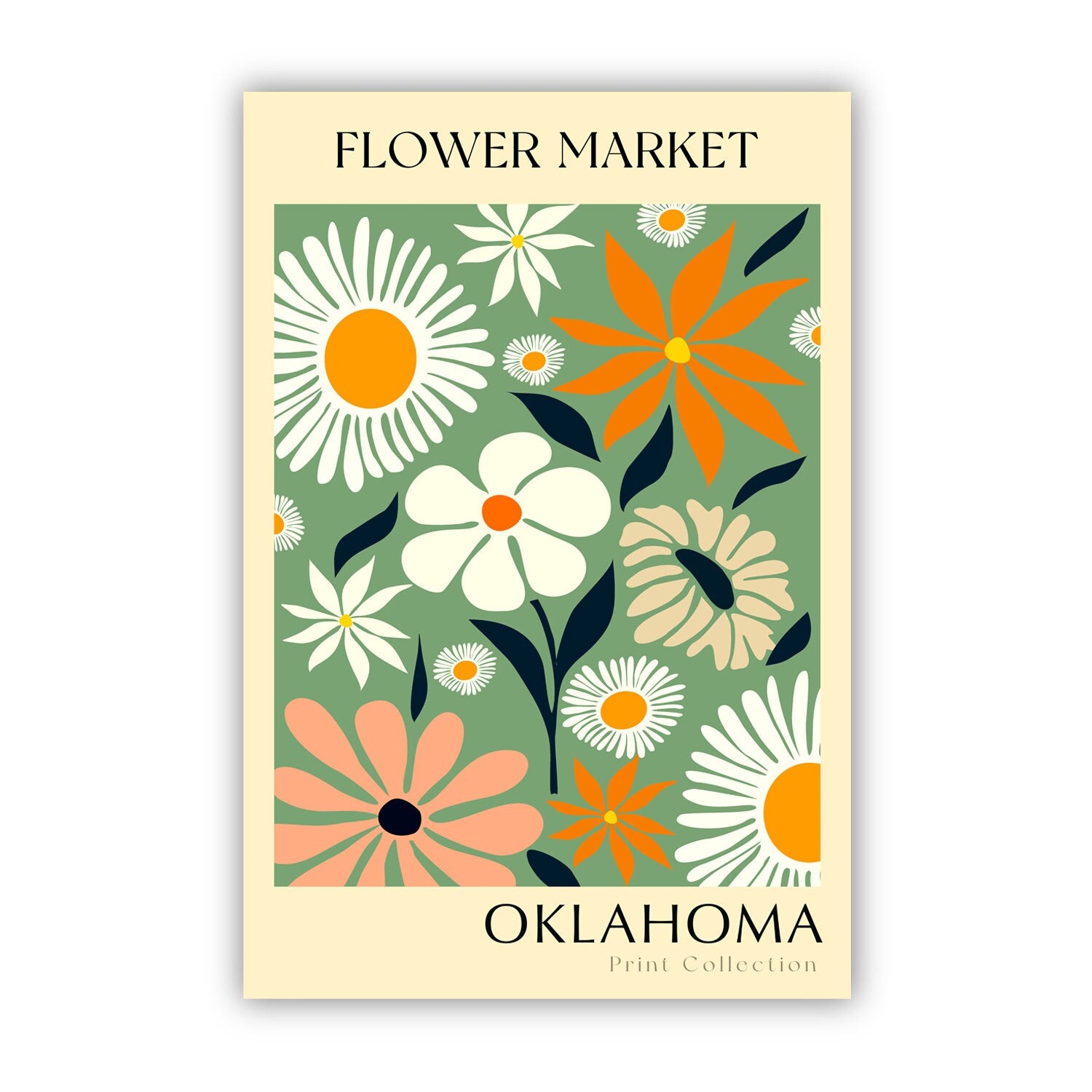 Oklahoma State flower print, USA states poster, Oklahoma flower market poster, Botanical poster, Nature poster artwork, Boho floral wall art