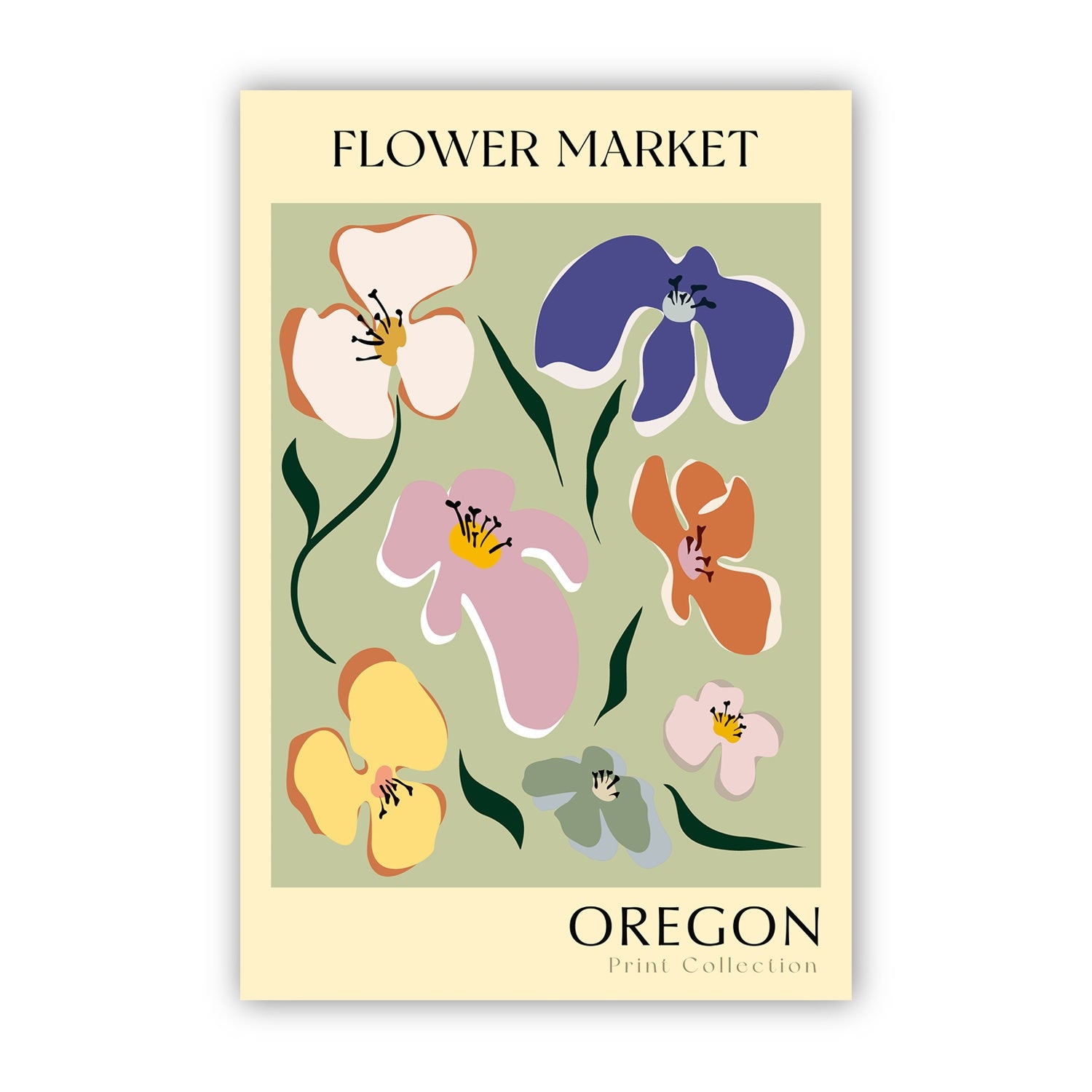 Oregon State flower print, USA states poster, Oregon flower market poster, Botanical posters, Nature poster artwork, Boho floral wall art