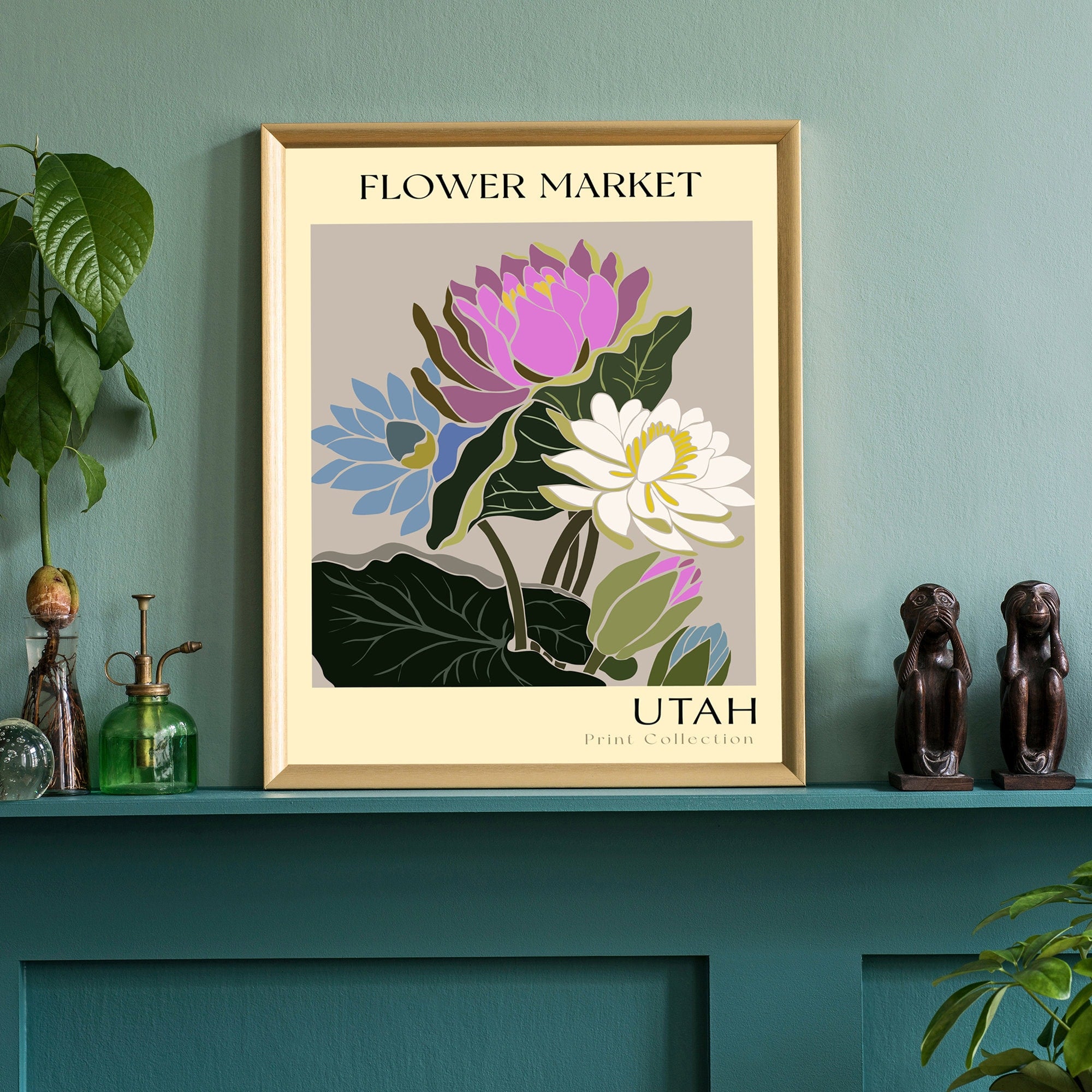 Utah State flower print, USA states poster, Utah flower market poster, Botanical poster, Nature poster artwork, Boho floral wall art