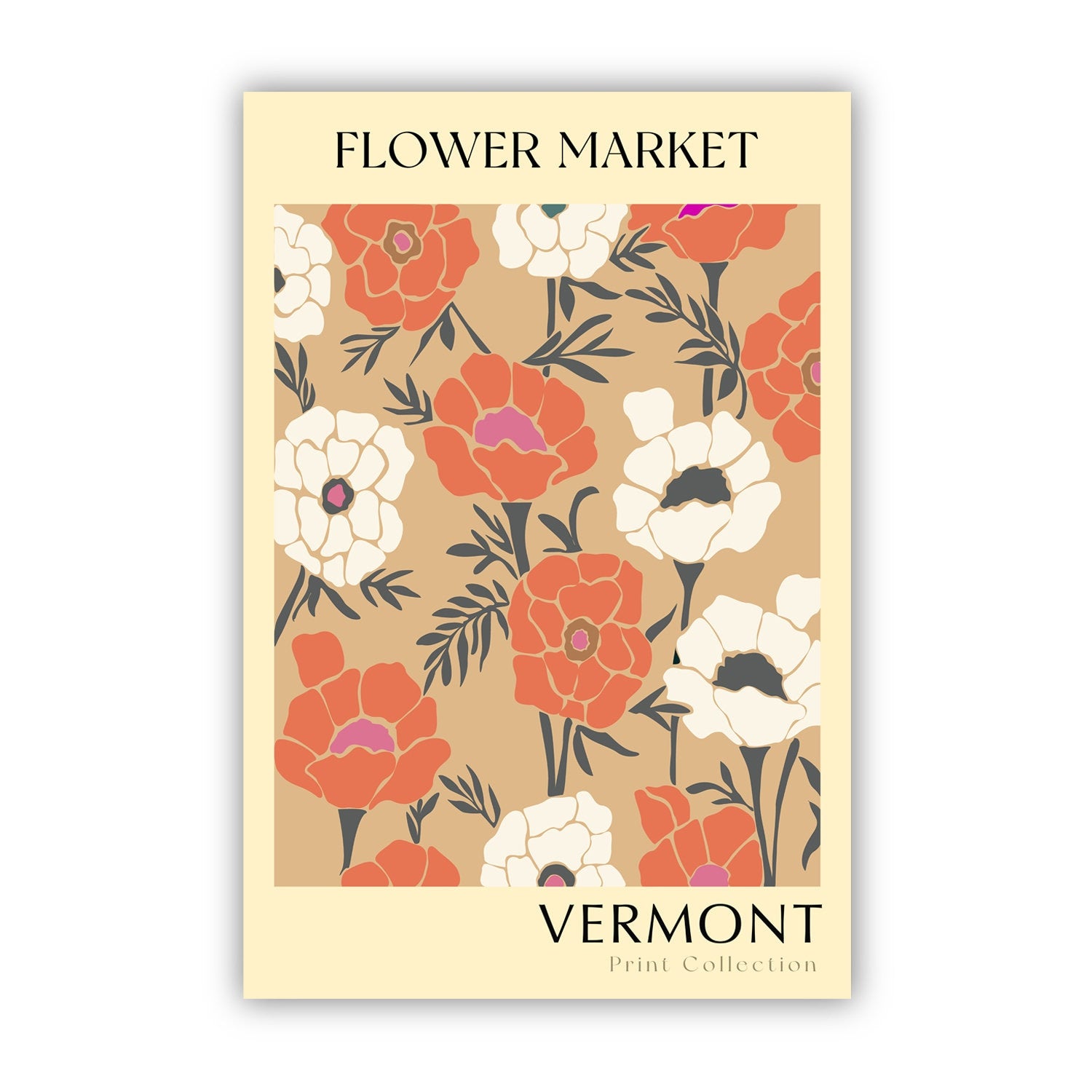 Vermont State flower print, USA states poster, Vermont flower market poster, Botanical poster, Nature poster artwork, Boho floral wall art