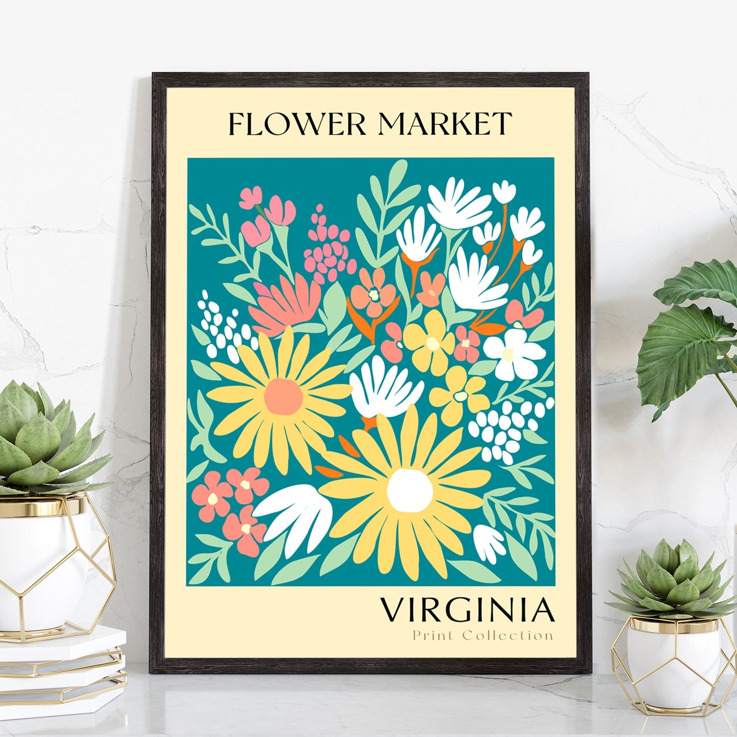 Virginia State flower print, USA states poster, Virginia flower market poster, Botanical poster, Nature poster artwork, Boho floral wall art