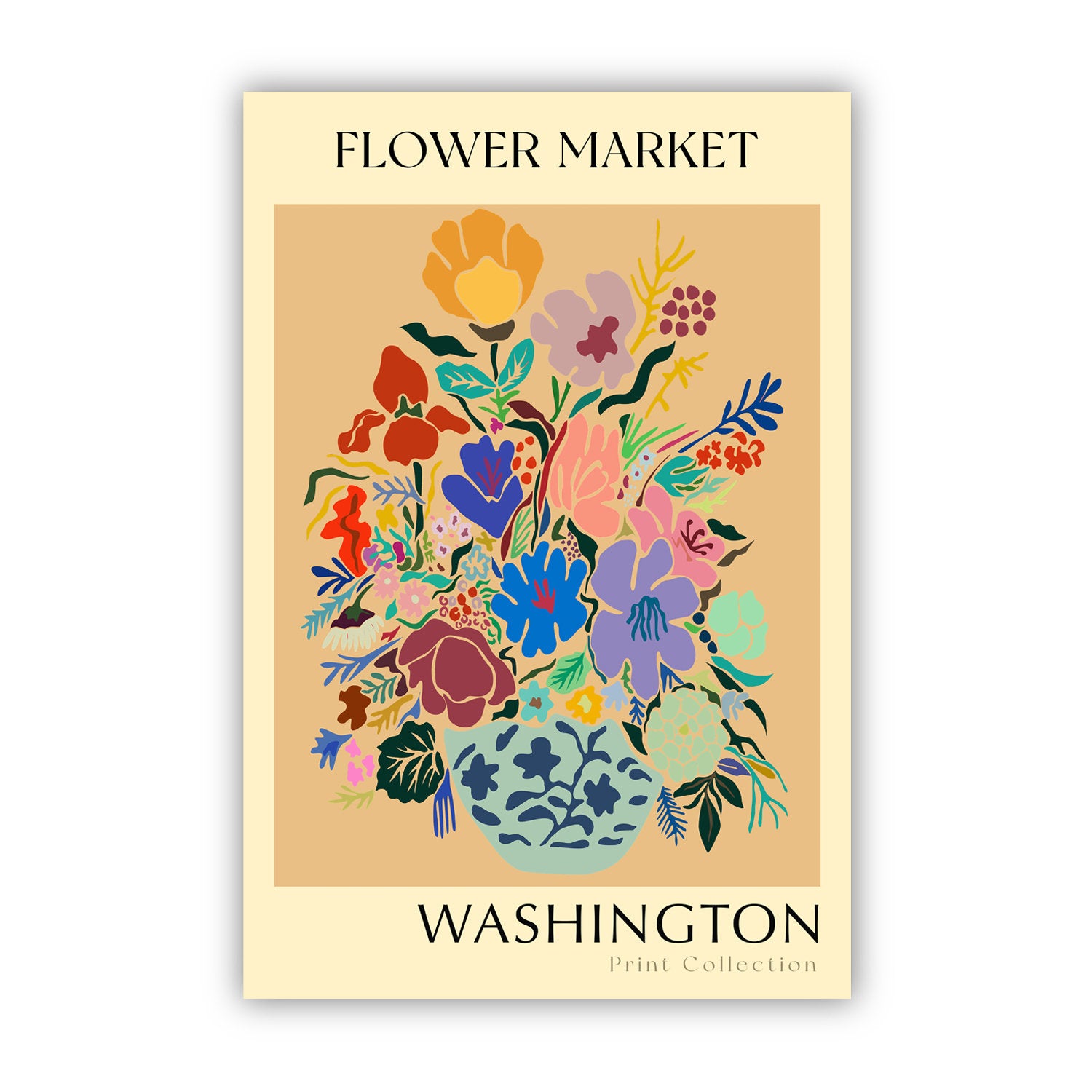 Washington State flower print, USA states poster, Washington flower market poster, Botanical poster, Nature poster artwork, Floral wall art