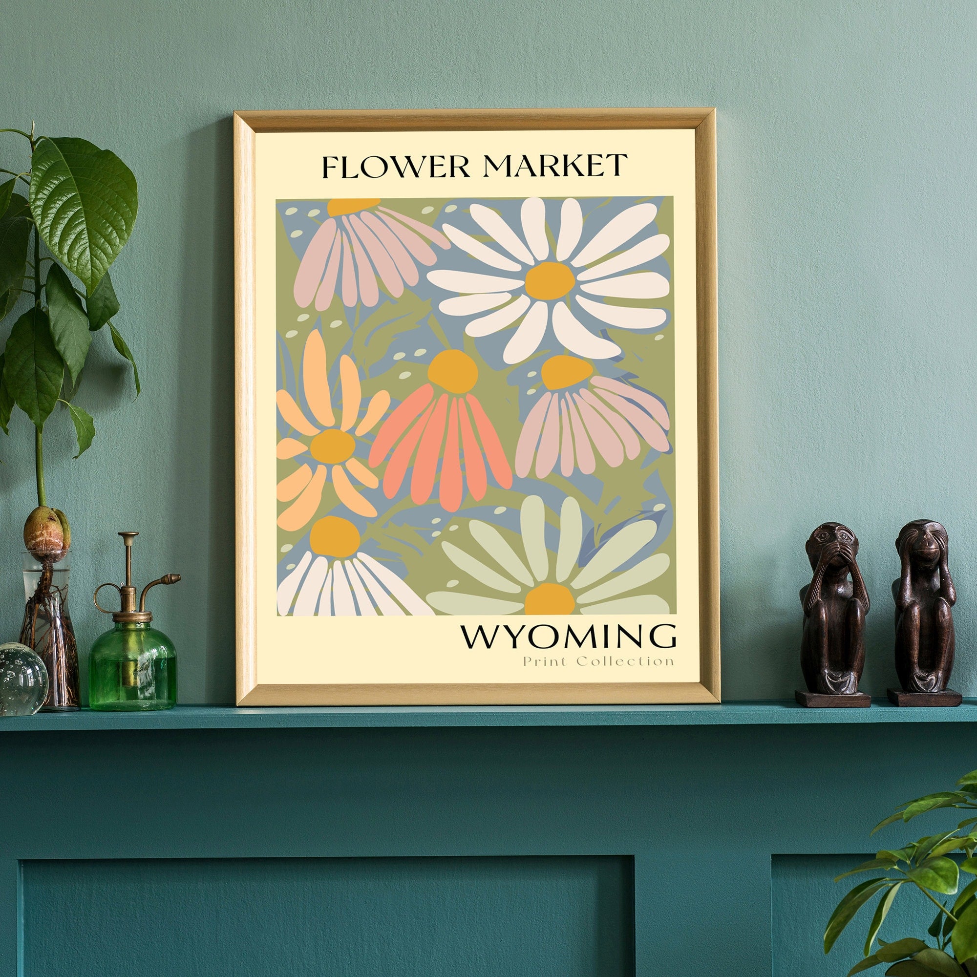 Wyoming State flower print, USA states poster, Wyoming flower market poster, Botanical poster, Nature poster artwork, Boho floral wall art