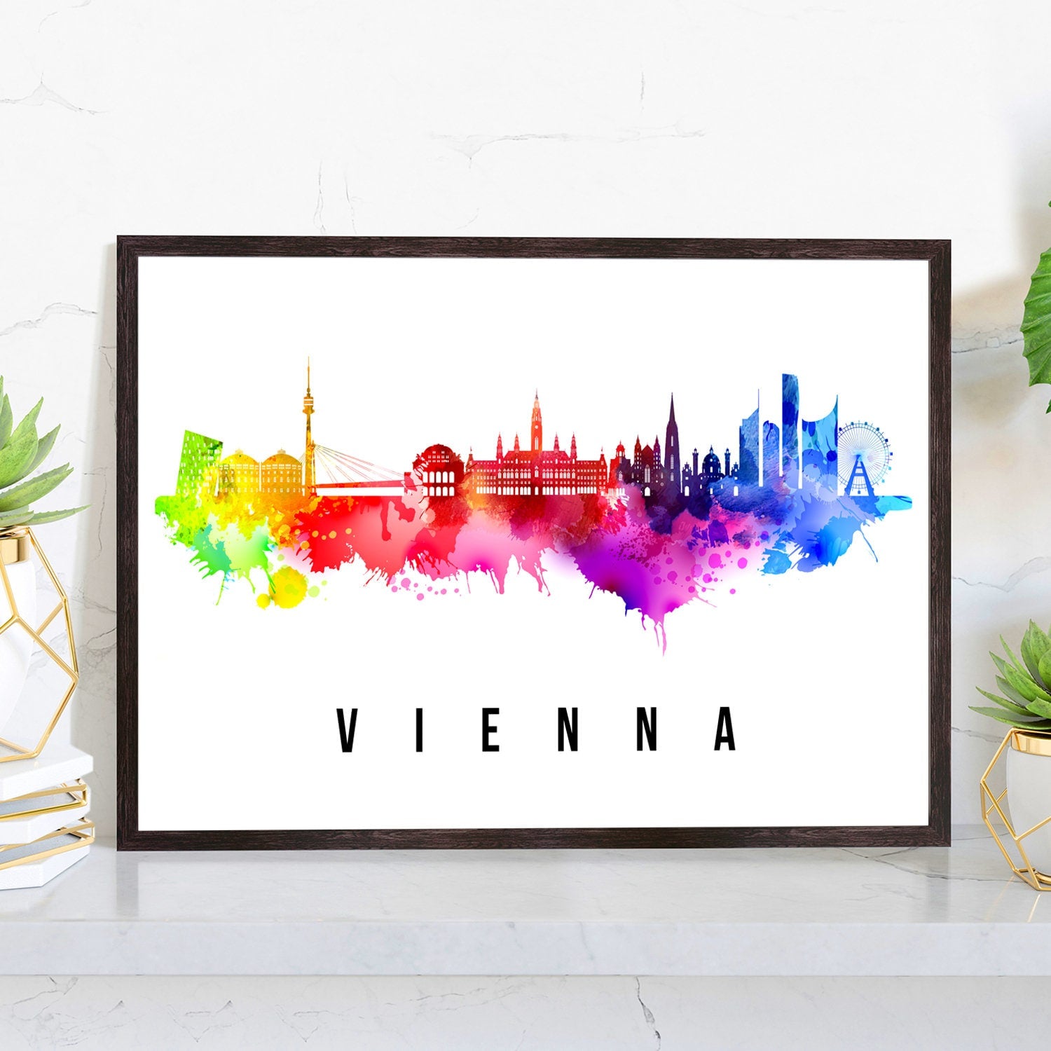 Pera Print Vienna skyline posters, Vienna Austria poster, Illustration skyline world city poster, Cityscape landmark print, Office wall art