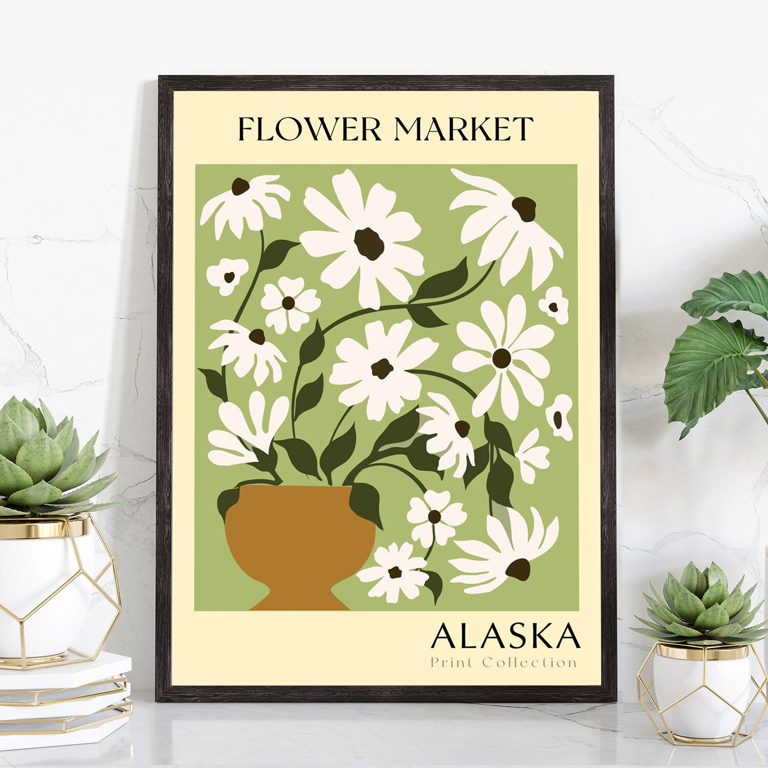 Alaska State flower print, USA states poster, Alaska flower market poster, Botanical posters, Natural poster artwork, Boho floral wall art