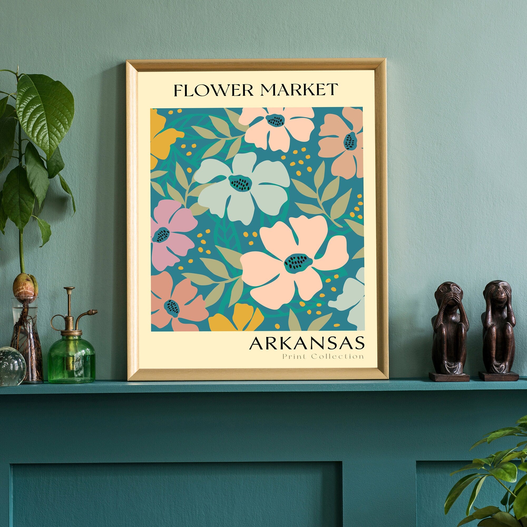 Arkansas State flower print, USA state poster, Arkansas flower market poster, Botanical poster, Natural poster artwork, Boho floral wall art