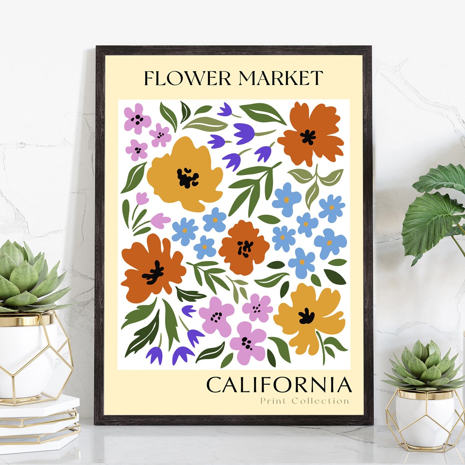 California State flower print, Poster art, California flower market poster, Botanical poster, Natural poster artwork, Boho floral wall art