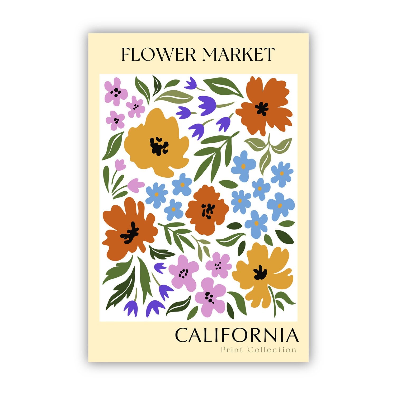 California State flower print, Poster art, California flower market poster, Botanical poster, Natural poster artwork, Boho floral wall art