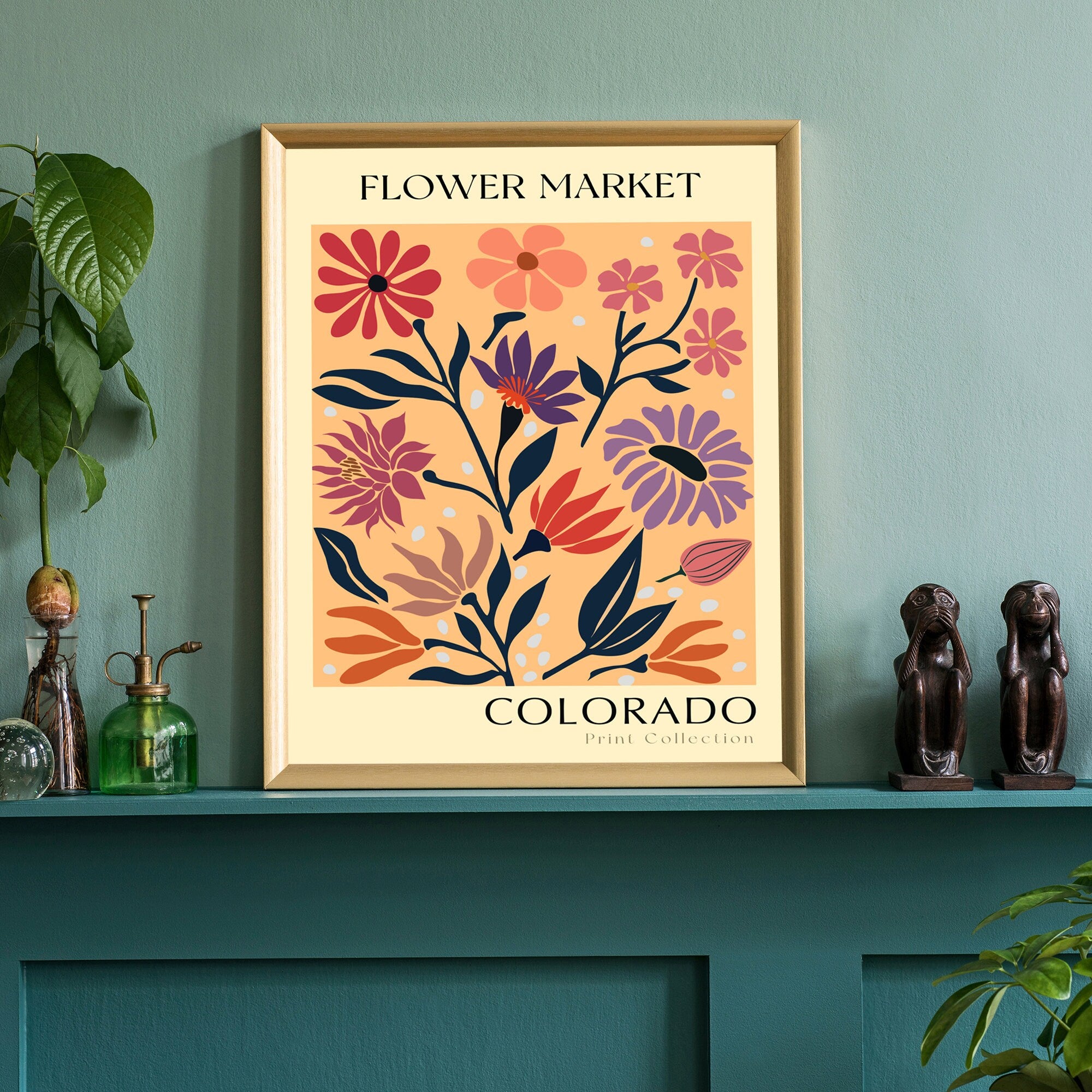 Colorado State flower print, States posters, Colorado flower market poster, Botanical posters, Natural poster artwork, Boho floral wall art