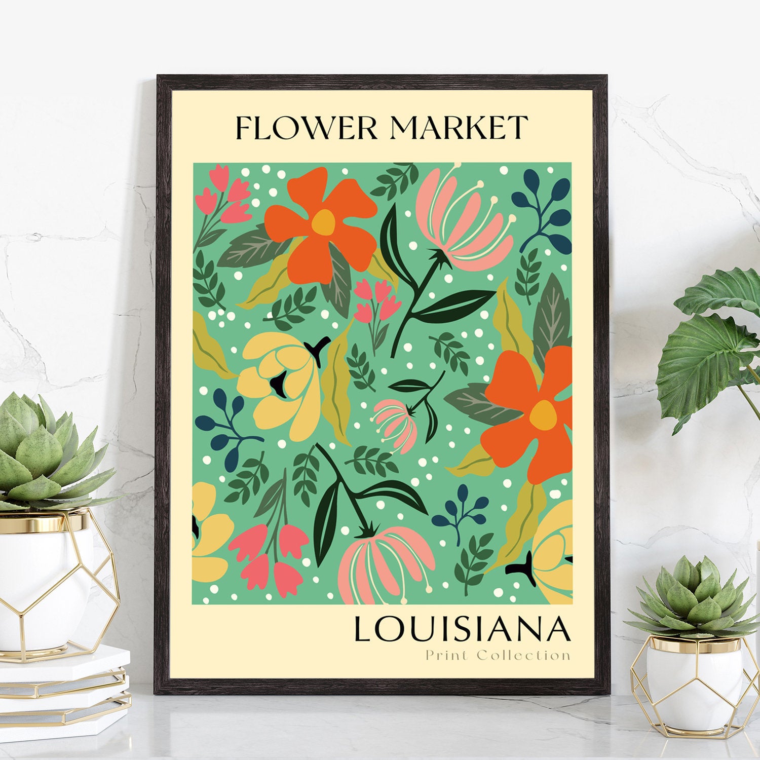 Louisiana State flower print, States poster, Louisiana flower market poster, Botanical posters, Nature poster artwork, Boho floral wall art