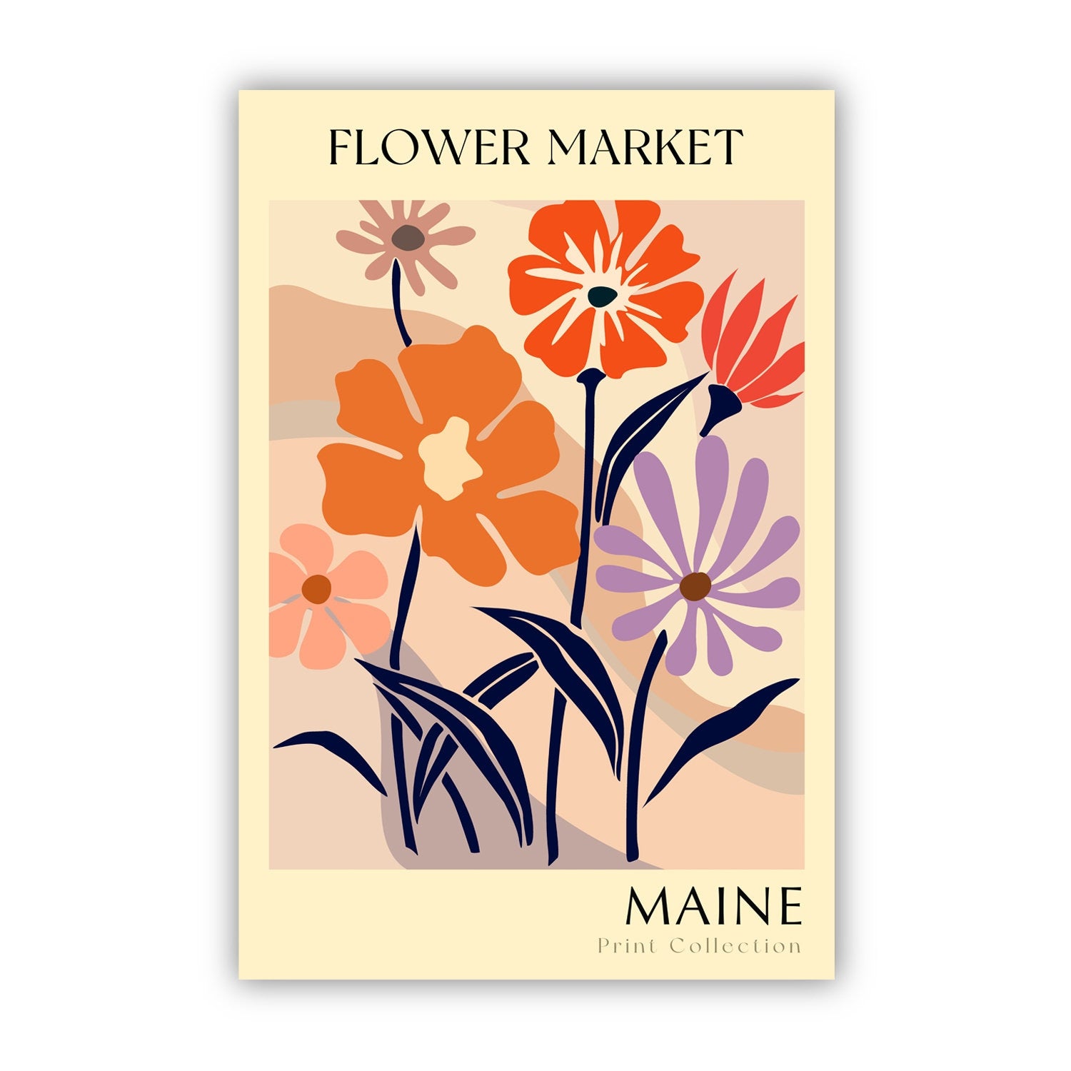 Maine State flower print, USA states poster, Maine flower market poster, Botanical posters, Nature poster artwork, Boho floral wall art