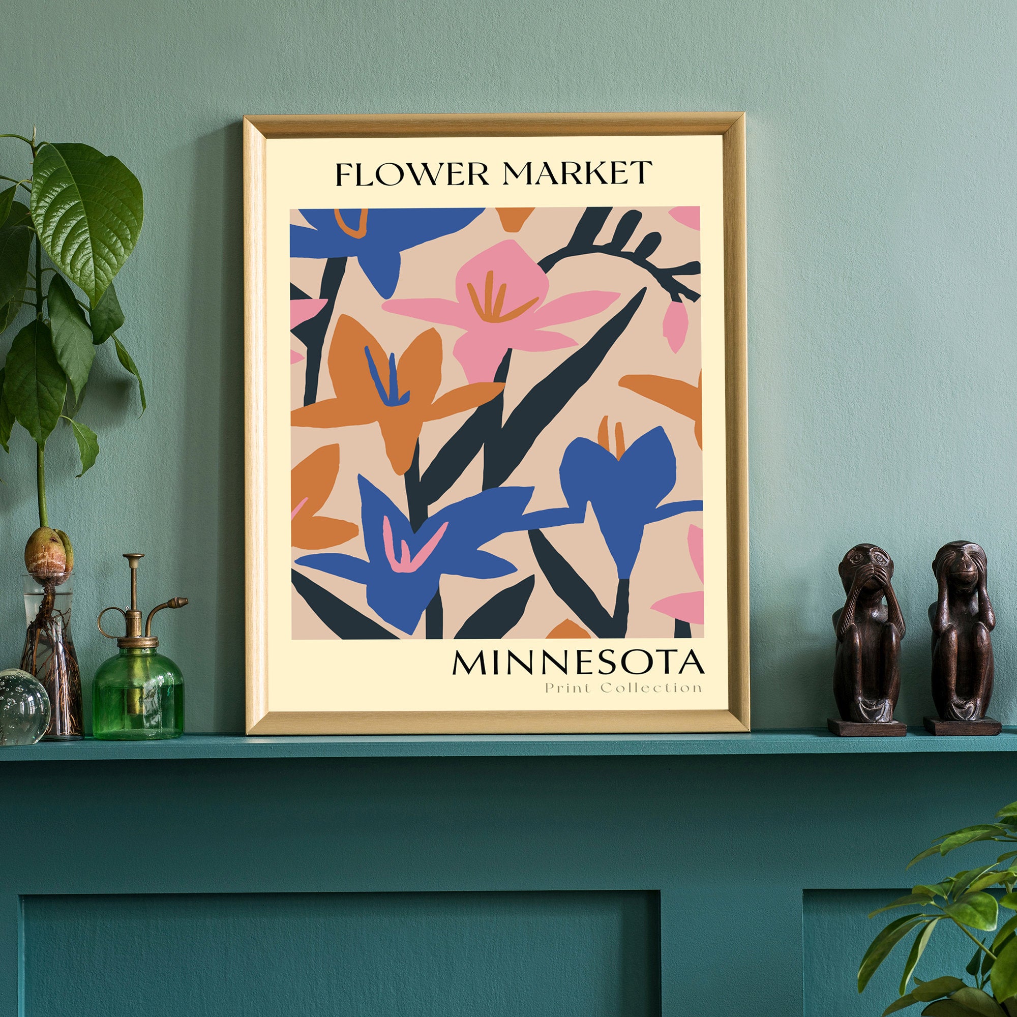 Minnesota State flower print, USA states poster, Minnesota flower market poster, Botanical posters, Nature poster artwork, Boho floral art