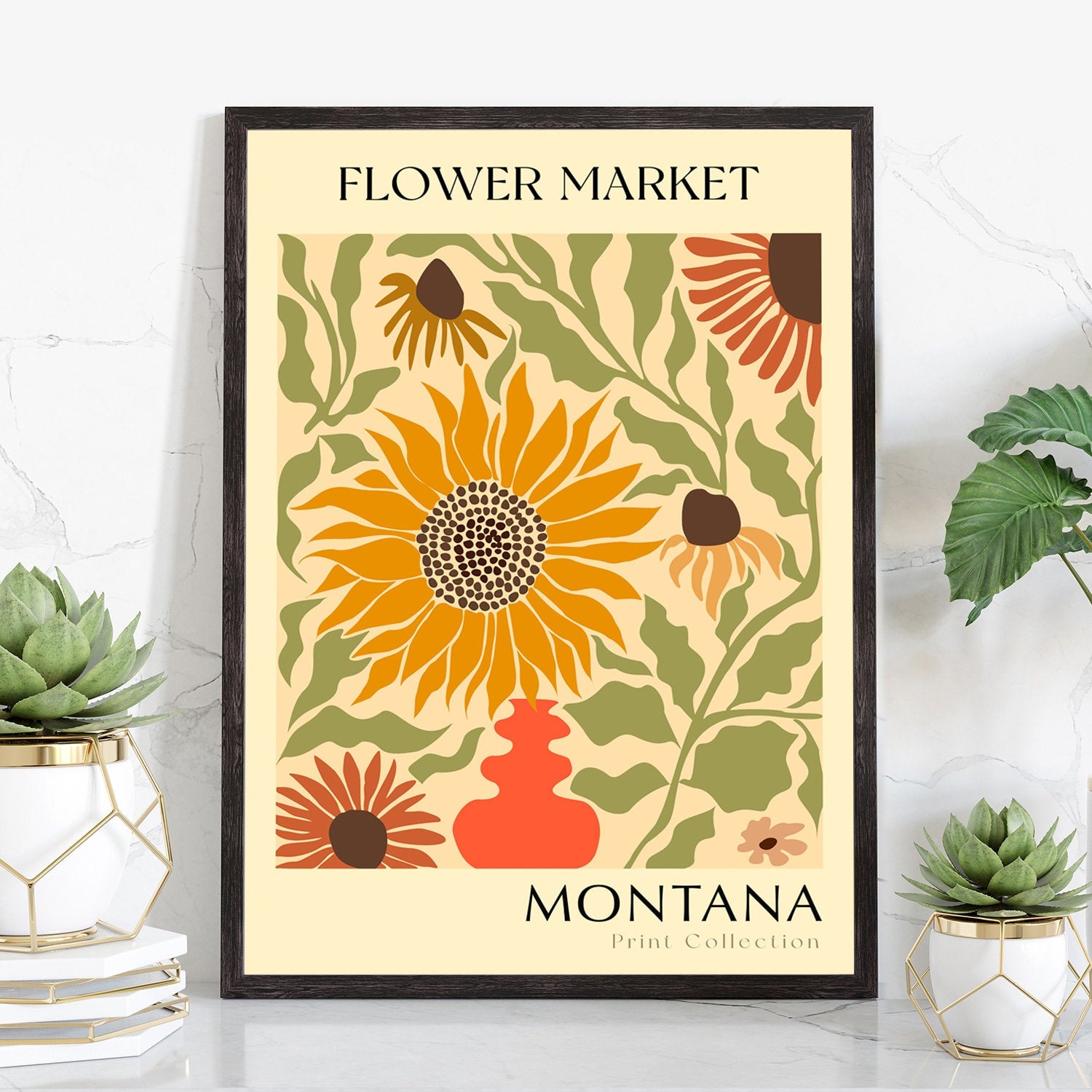 Montana State flower print, USA states poster, Montana flower market poster, Botanical posters, Nature poster artwork, Boho floral wall art