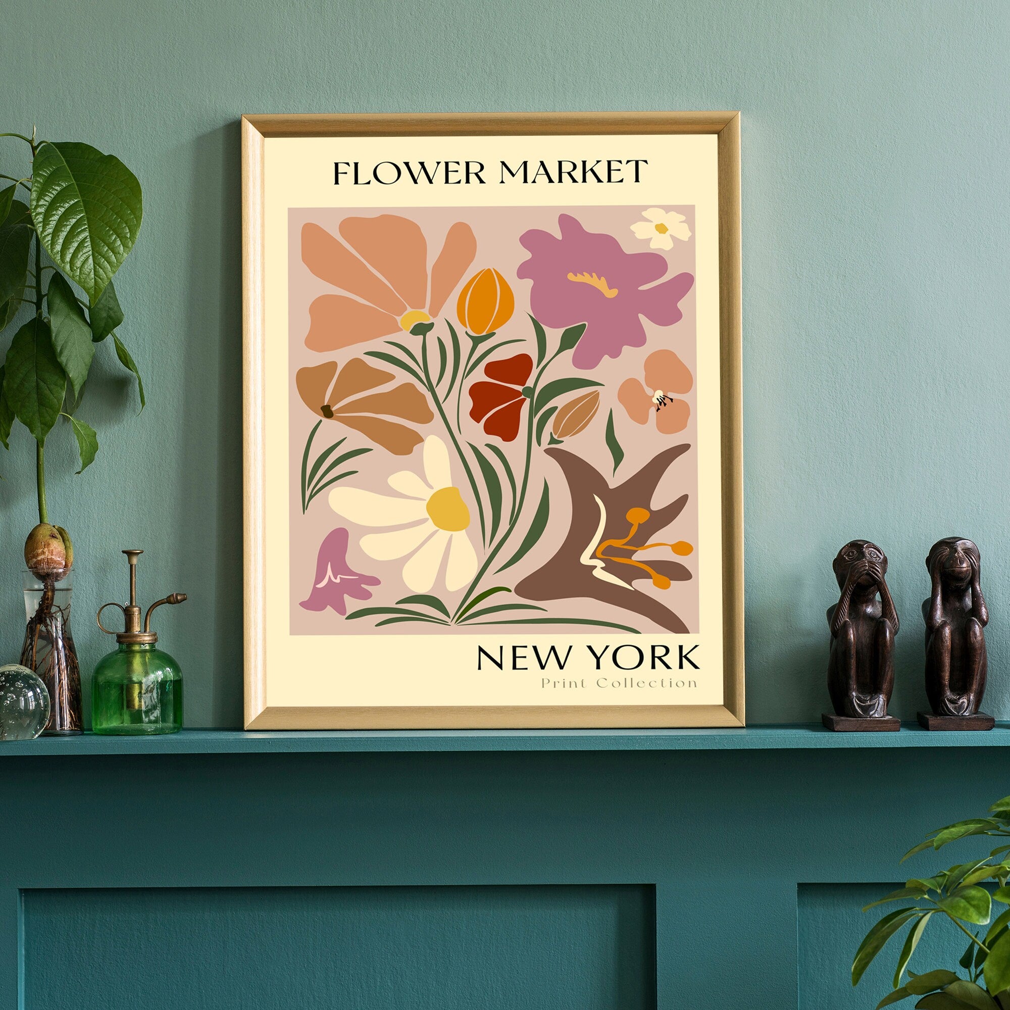 New York State flower print, USA states poster, New York flower market poster, Botanical poster, Nature poster artwork, Boho floral wall art