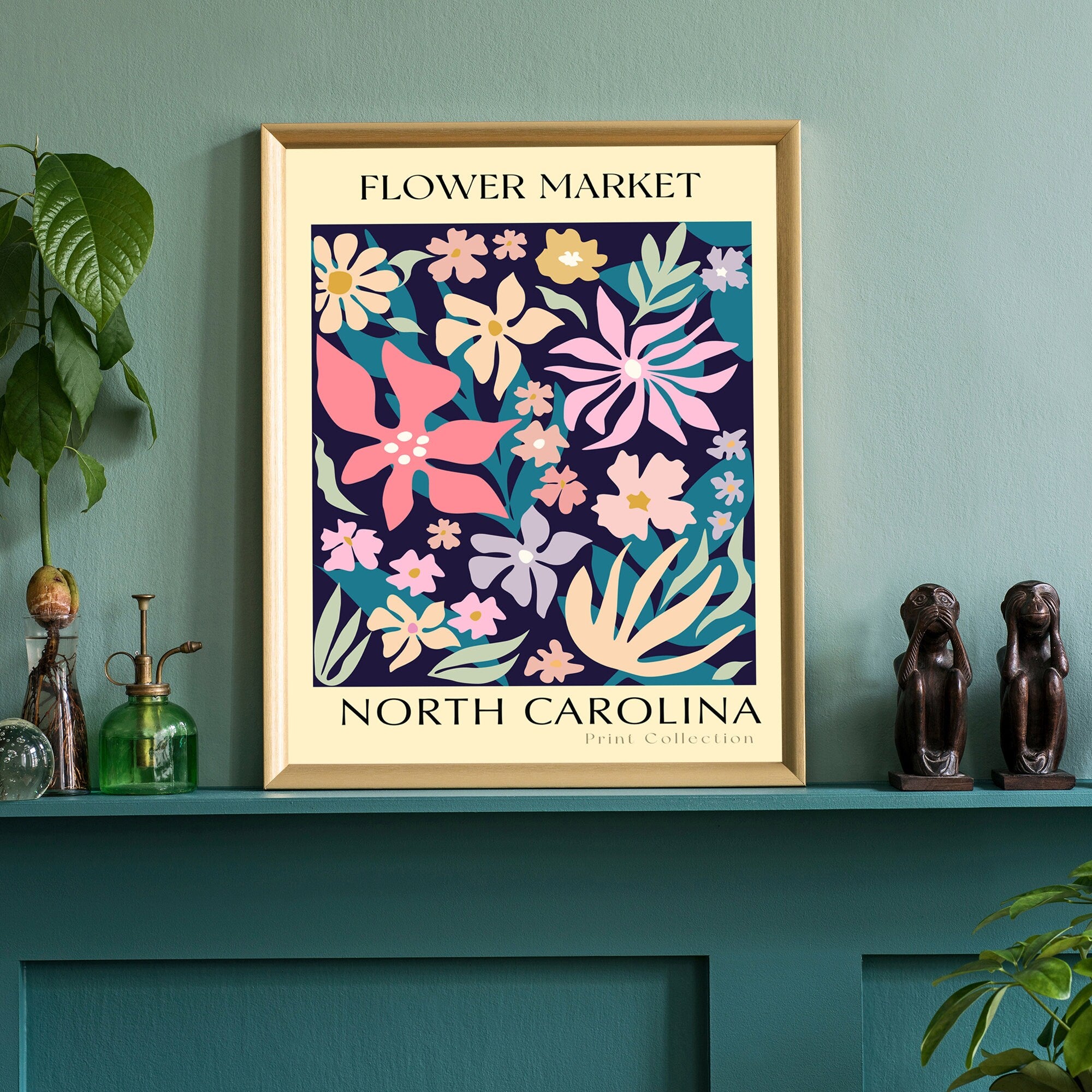 North Carolina State flower print, States poster, North Carolina flower market poster, Botanical posters, Nature floral poster artwork