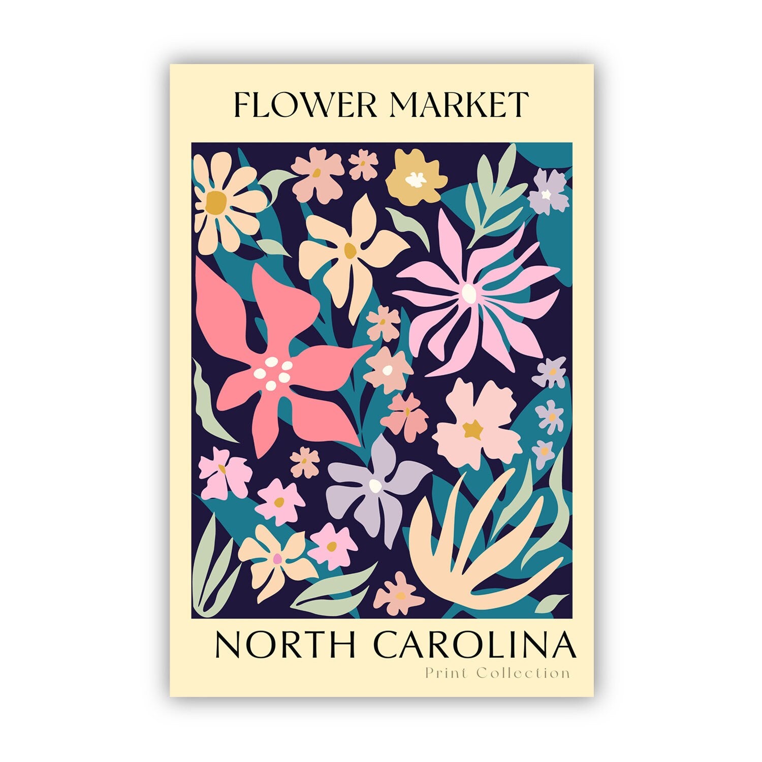 North Carolina State flower print, States poster, North Carolina flower market poster, Botanical posters, Nature floral poster artwork