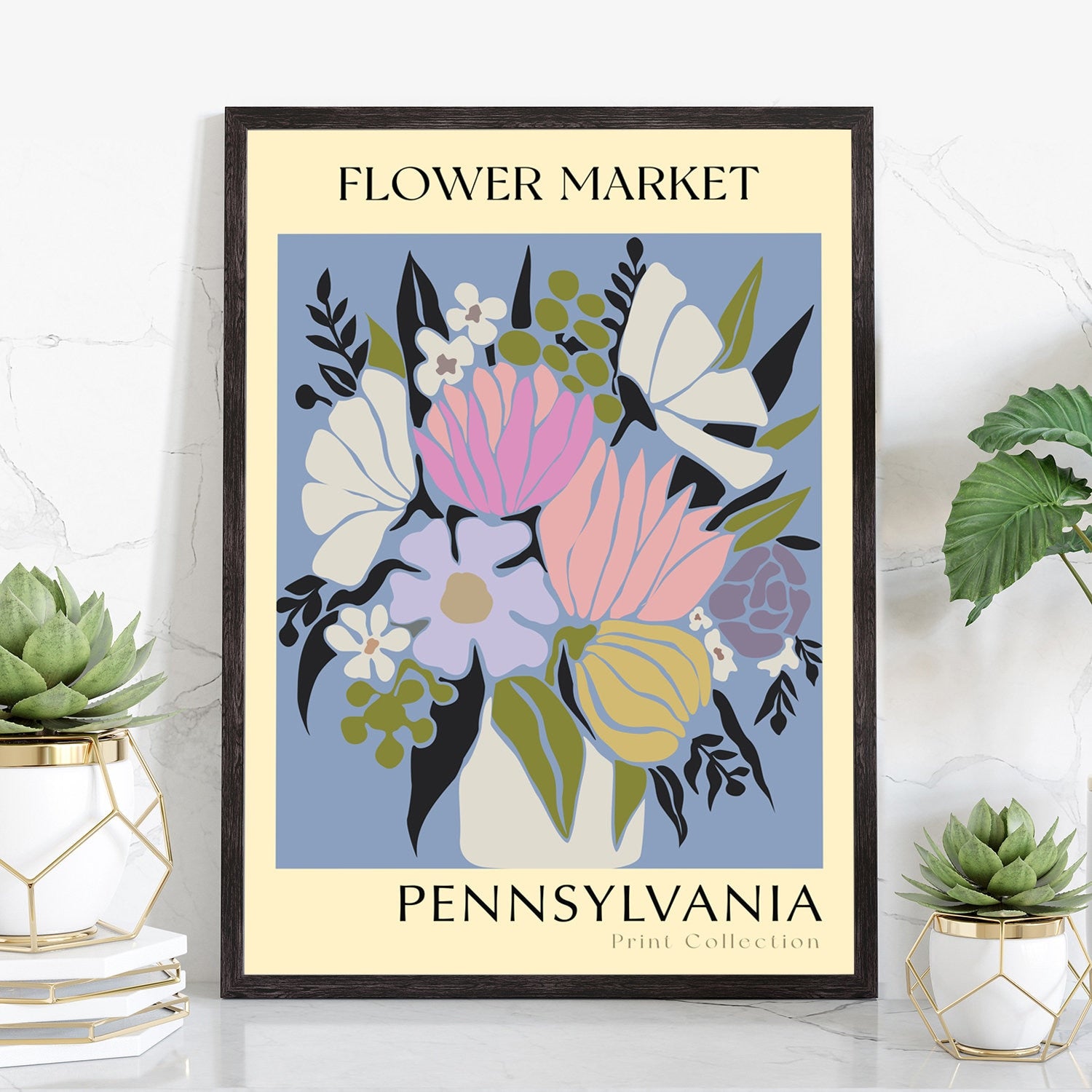 Pennsylvania State flower print, States poster, Pennsylvania flower market poster, Botanical posters, Nature poster artwork, Floral wall art
